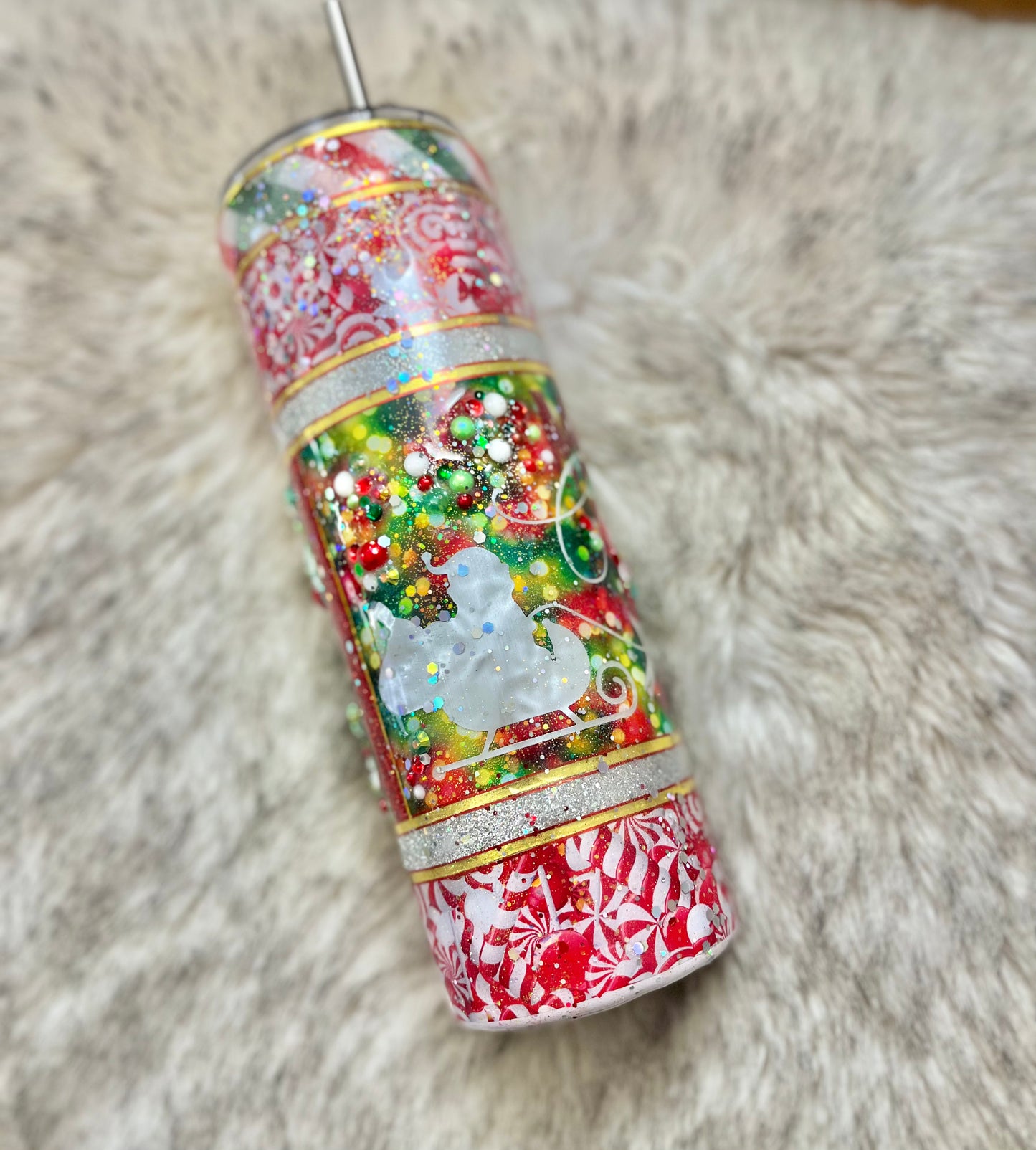 Merry Christmas Santa Reindeer rhinestones 3D Tumbler Epoxy Tumbler Christmas Gifts Christmas Coffee Cup Coffee Gifts Rhinestone Christmas Cup