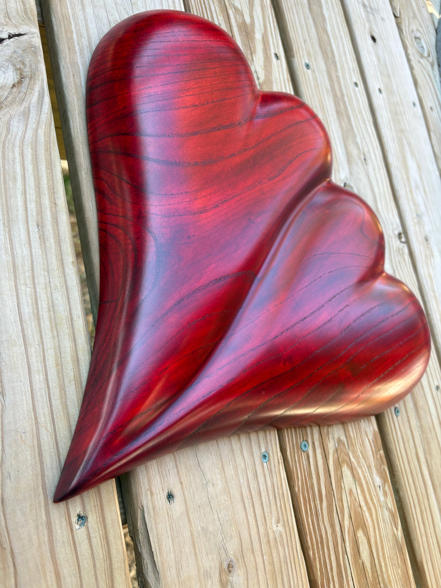 Large RED Wedding Two Become One Double 3D Heart Sculpture Anniversaries gift 20th anniversary wooden Art birthday gift Mother’s Day gift Wooden heart