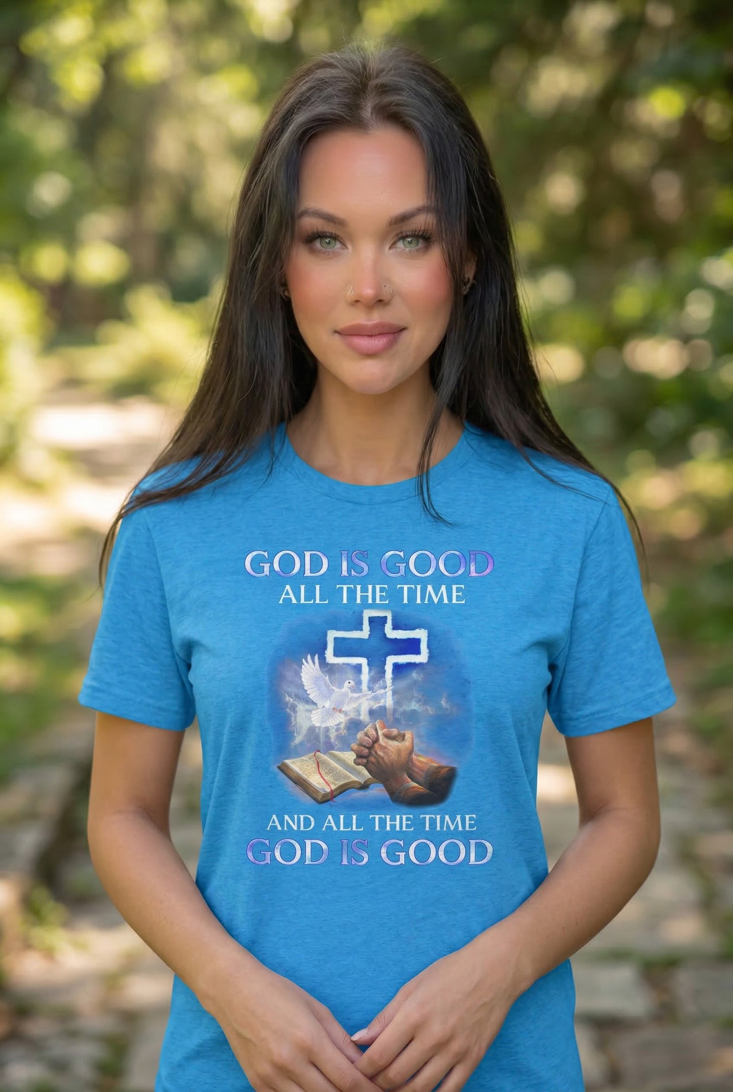 God Is Good All The Time T-Shirt Christian Cross & Dove Faith Tee