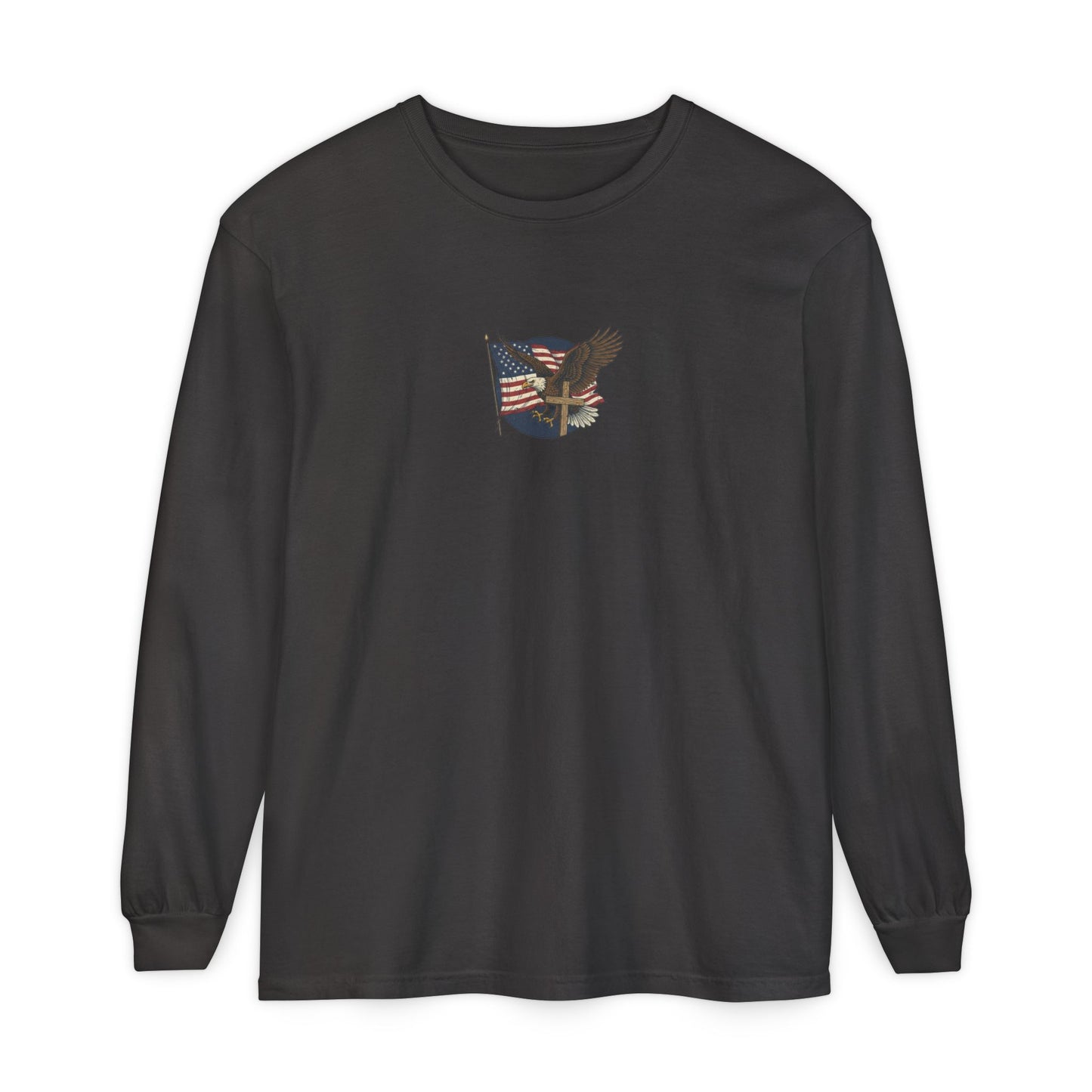 Patriotic Eagle Long Sleeve Tee — American Flag Graphic