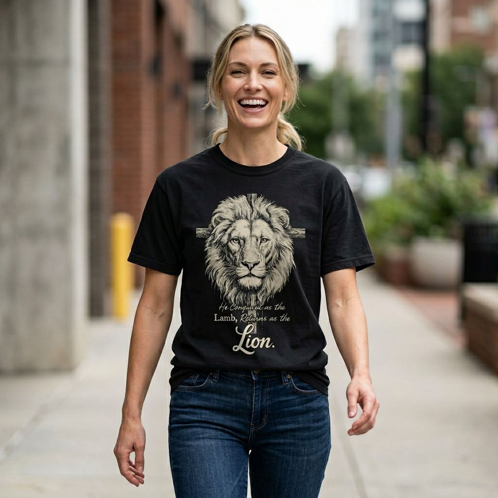 Lion of Judah T-Shirt — "He Came as the Lamb, Returns as the Lion" Christian Graphic Tee