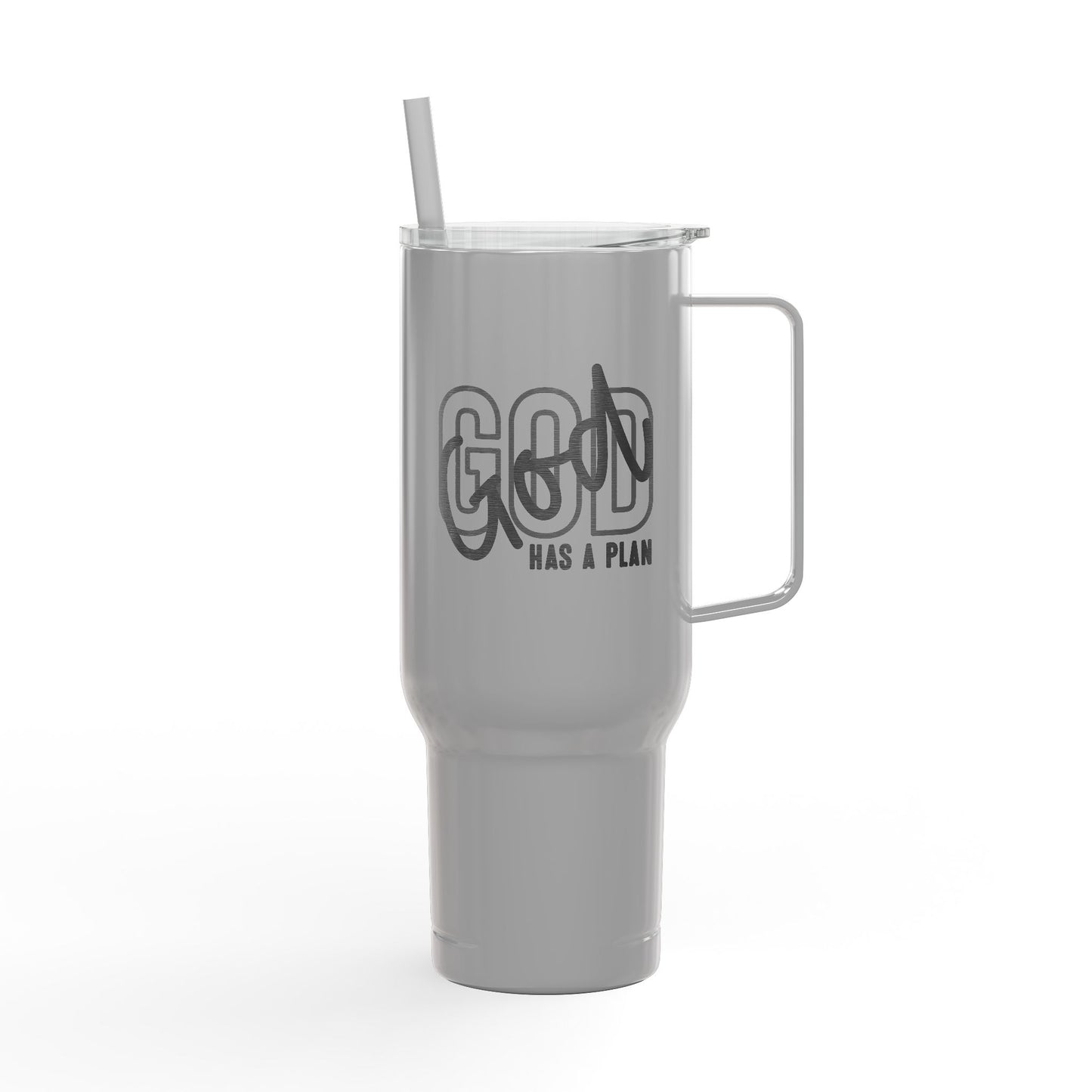 God Has a Plan Engraved 40oz Insulated Tumblers Travel Mug with Lid & Straw