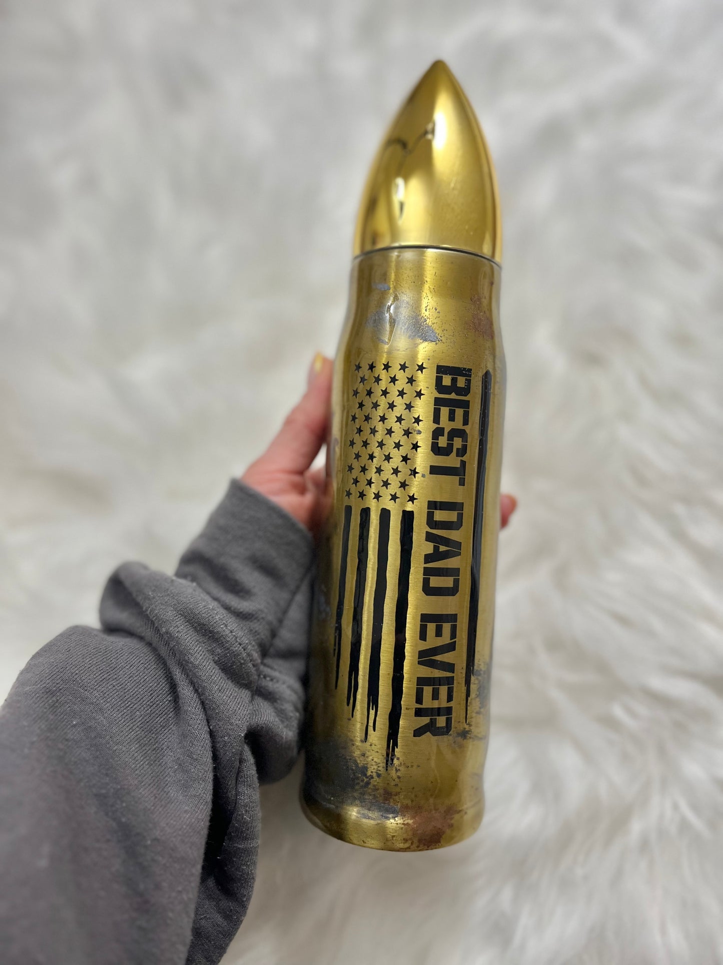 Best Dad Ever Bullet Tumbler Brass Bullet Bullet Tumbler American Flag Tumbler