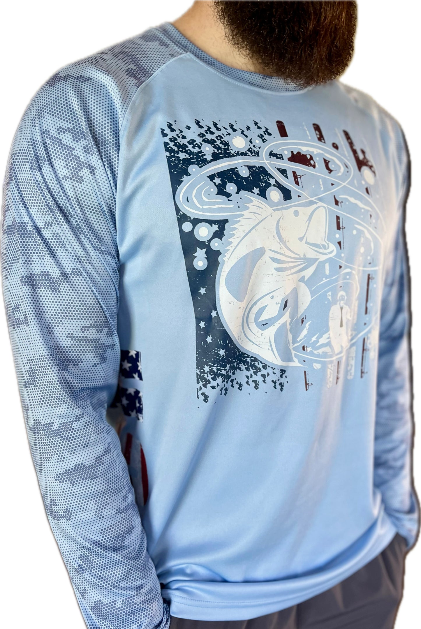 RTS USA Bass Fishing America Dry Wicking Shirts 50+ UPF Sun protection