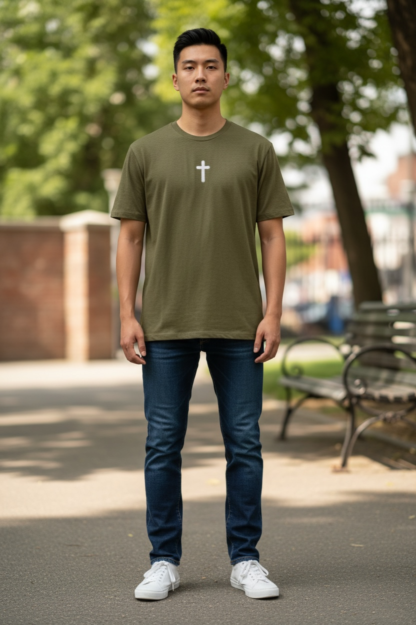 Constitutional Tee "It Doesn't Need to Be Rewritten, It Needs to Be Reread" Patriotic Crew with distressed cross