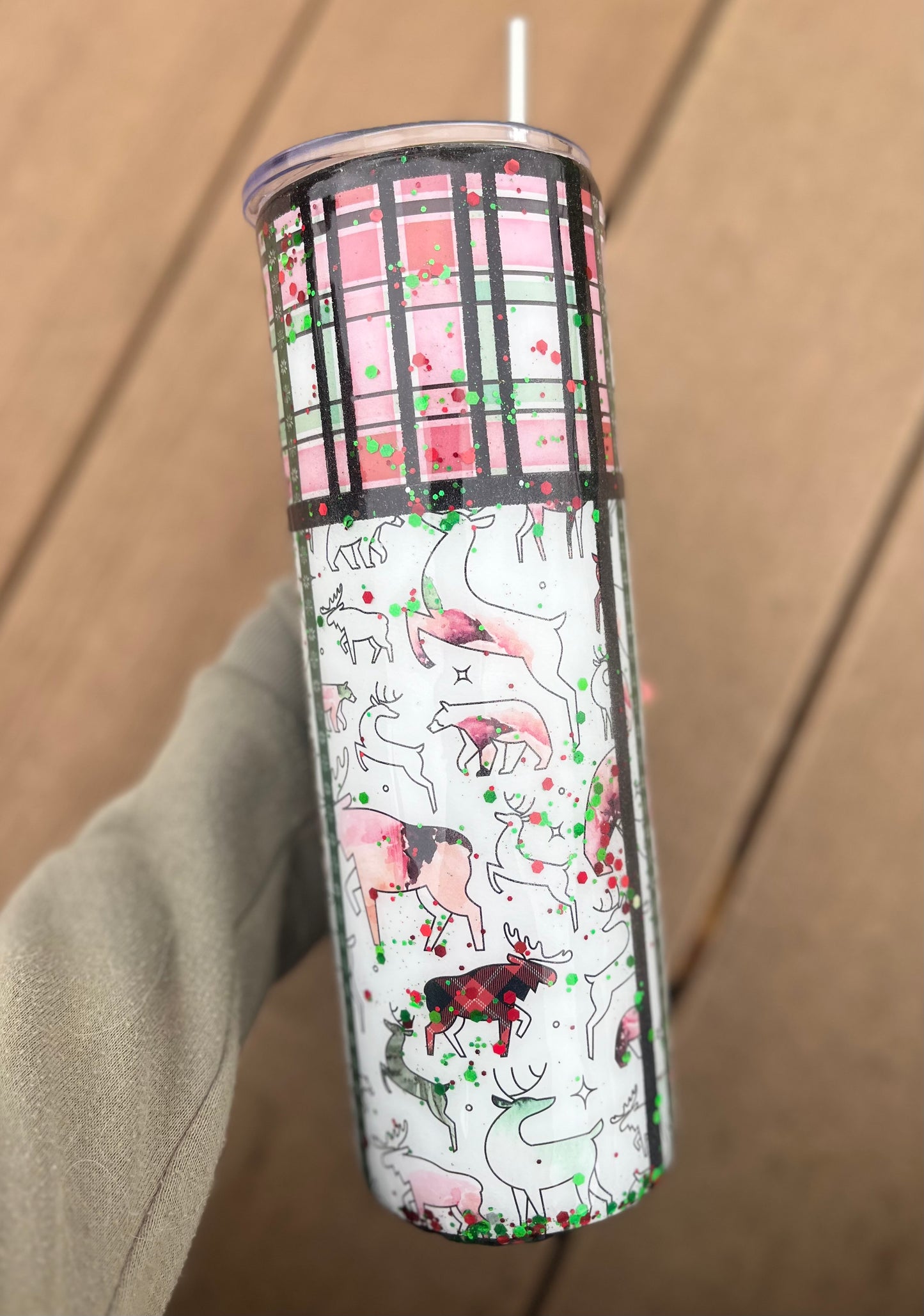 Christmas in the woods 30oz Tumbler Reindeer Epoxy Tumblers Christmas Gifts Forest animals Winter wonderland