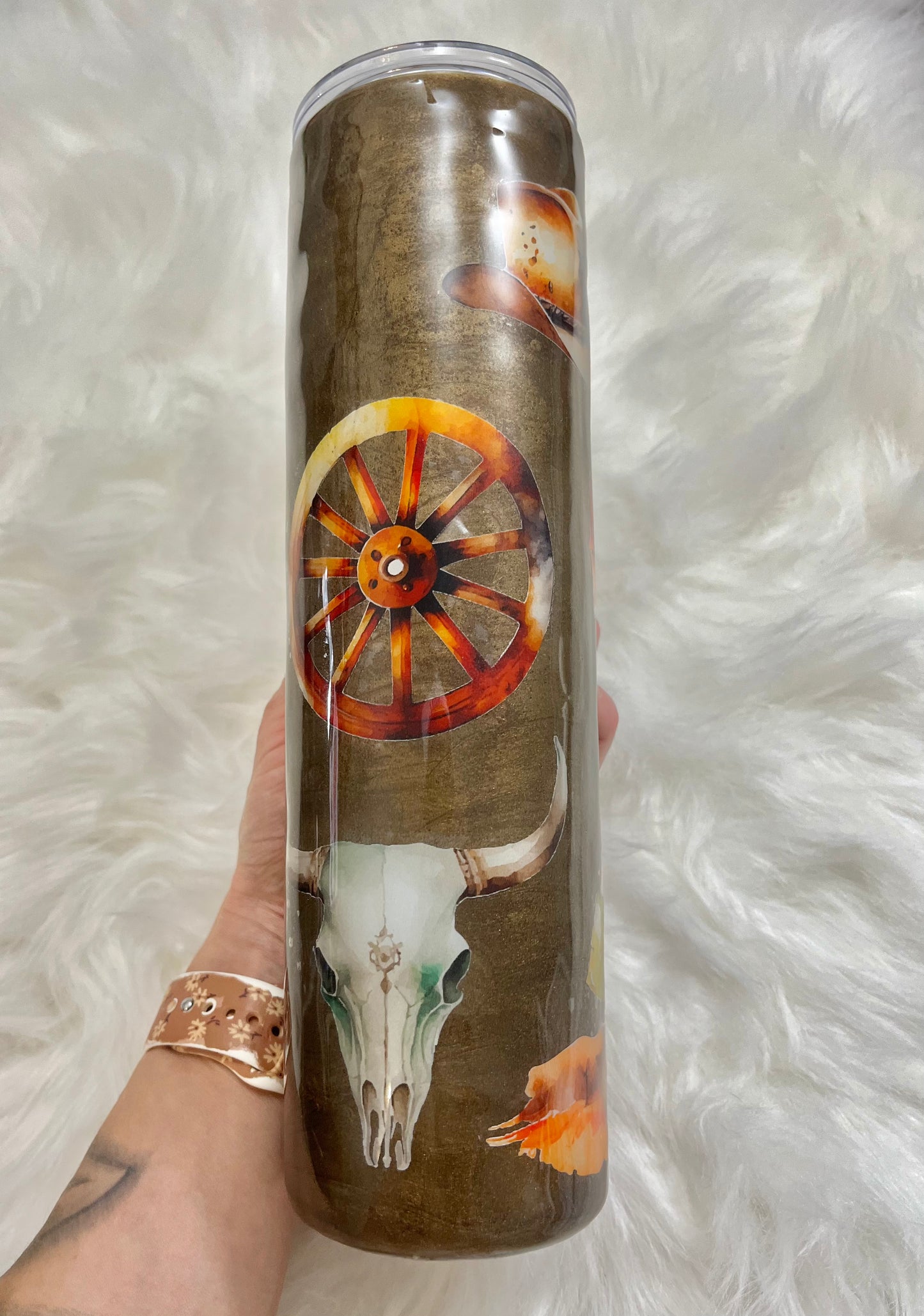 Western Farm Antique Bronzed Epoxy Tumbler 32oz