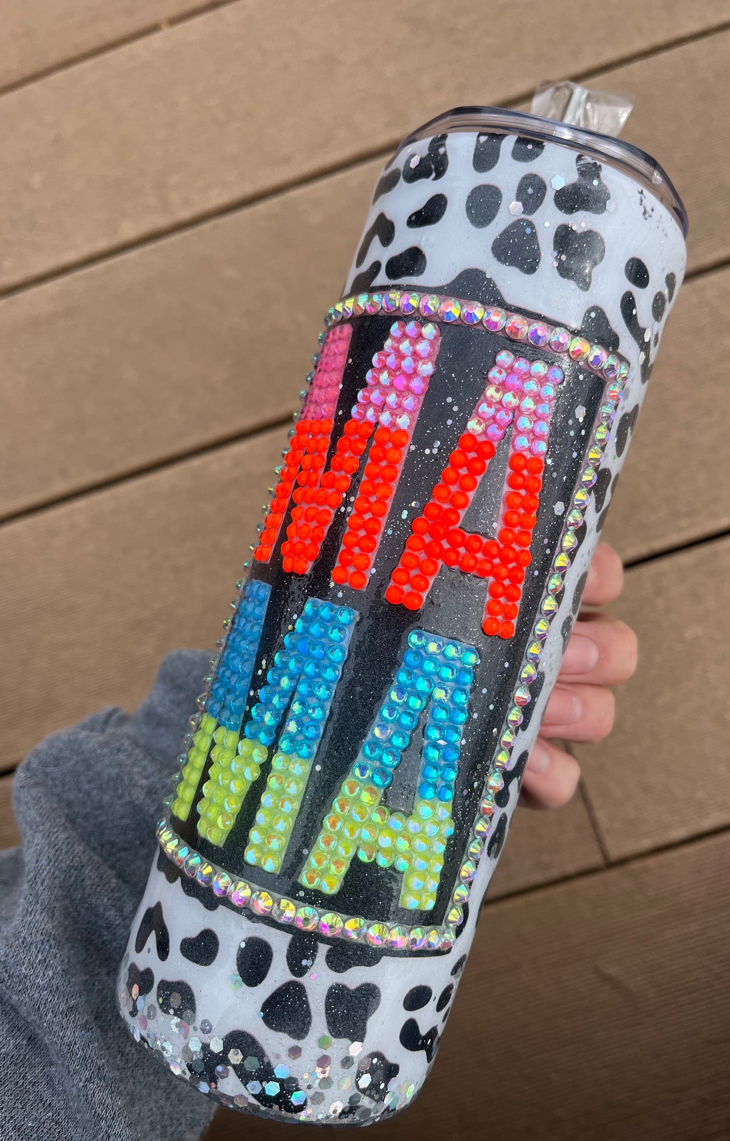 RTS SALE DEFECT MAMA Rhinestone Tumbler rhinestones Tumbler rhinestones glass rhinestones Tumbler with Handle cup with handle Mom cup Mom Life Pink Glitter Tumbler With Handle