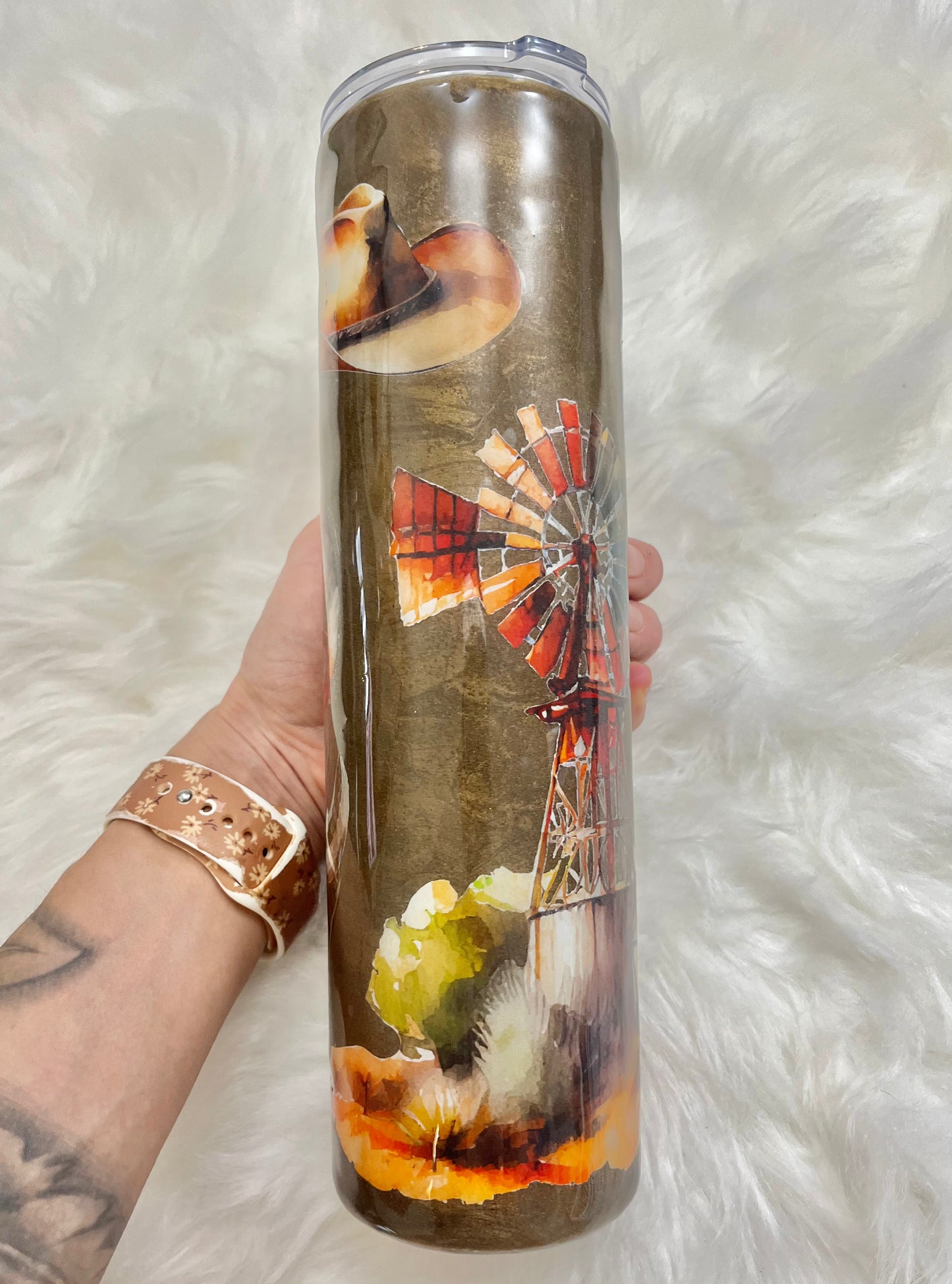 Western Farm Antique Bronzed Epoxy Tumbler 32oz