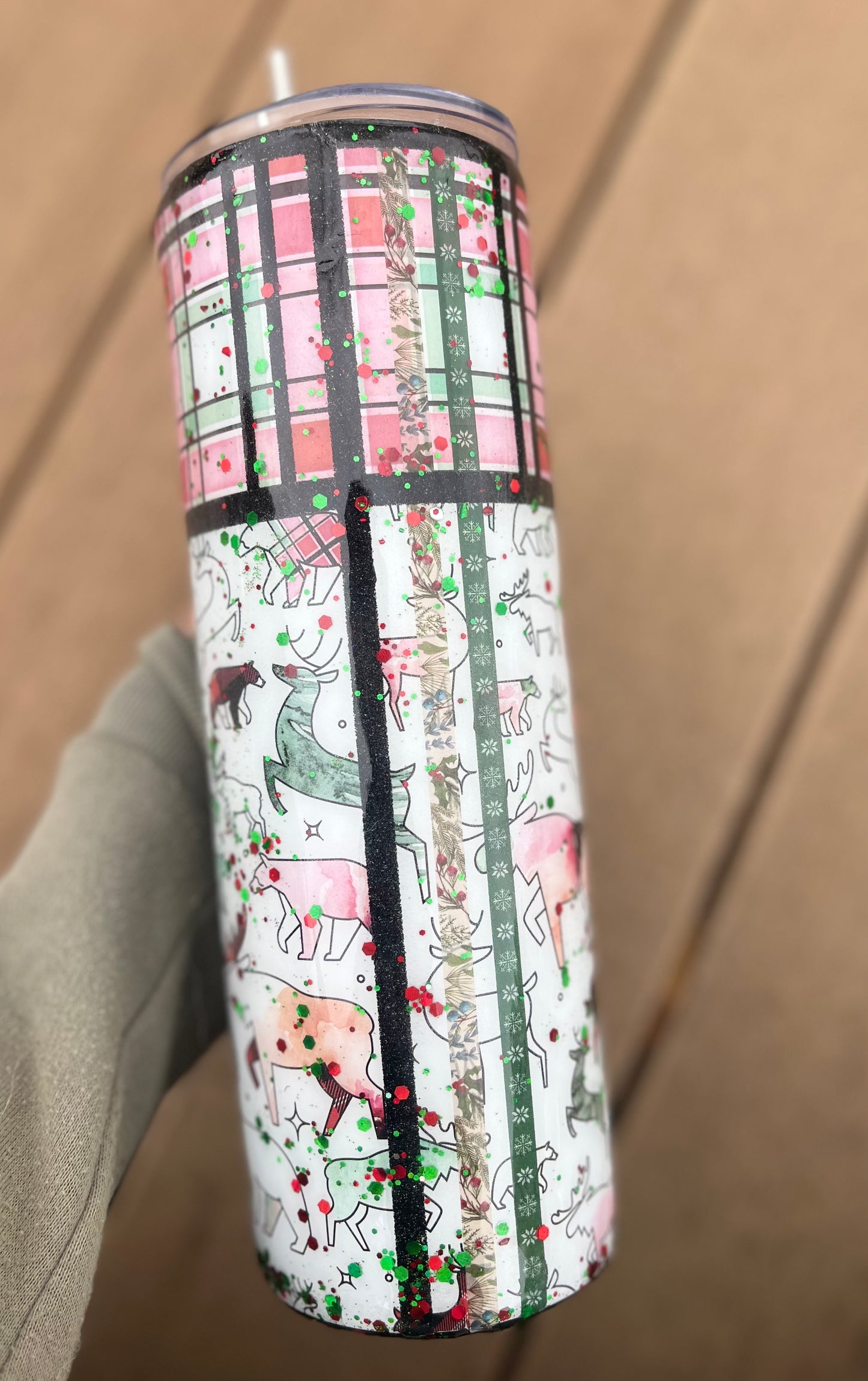 Christmas in the woods 30oz Tumbler Reindeer Epoxy Tumblers Christmas Gifts Forest animals Winter wonderland