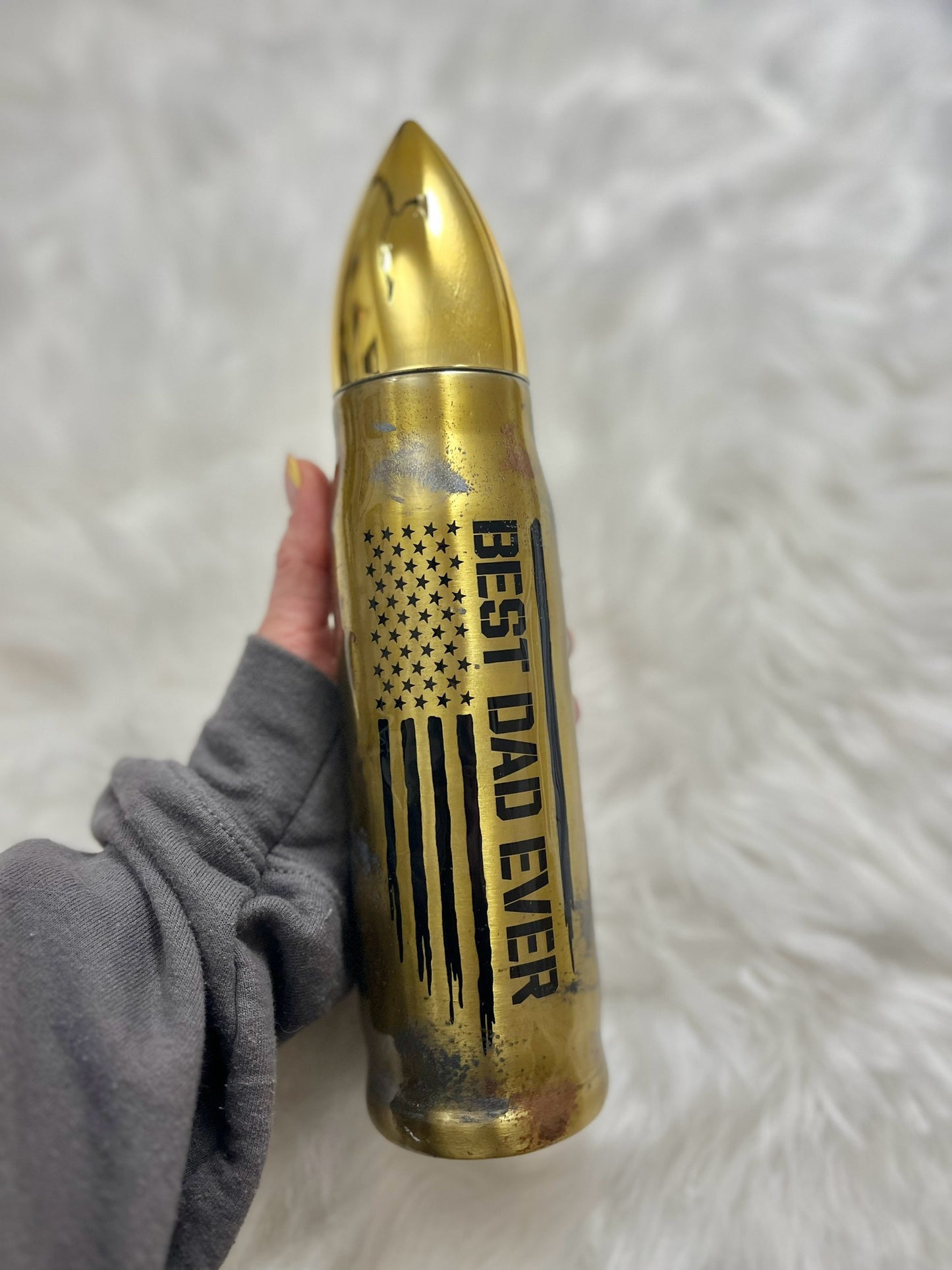 Best Dad Ever Bullet Tumbler Brass Bullet Bullet Tumbler American Flag Tumbler