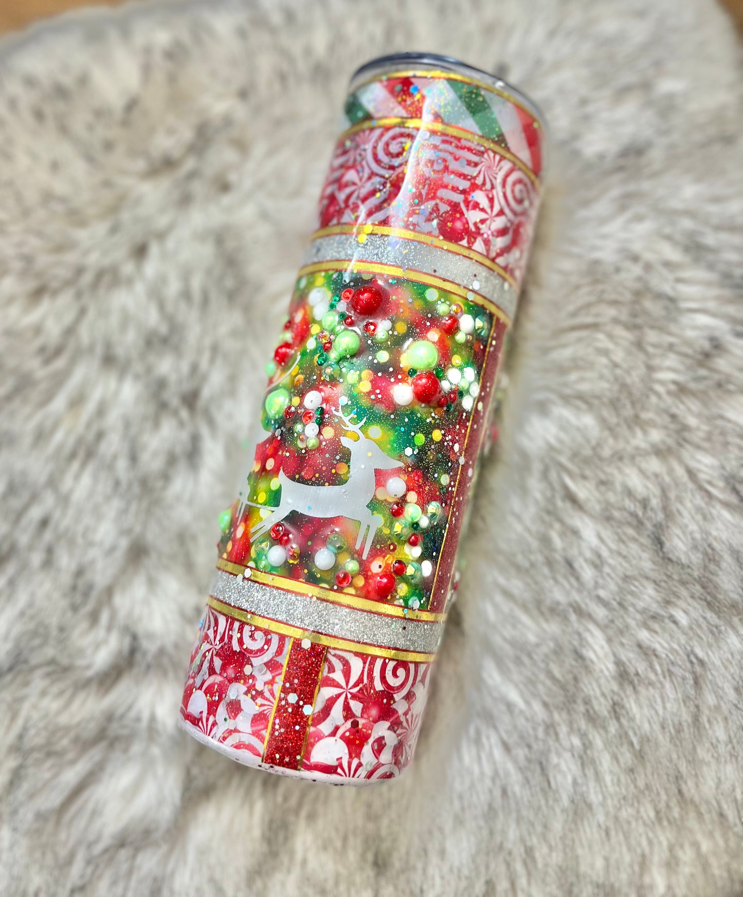 Merry Christmas Santa Reindeer rhinestones 3D Tumbler Epoxy Tumbler Christmas Gifts Christmas Coffee Cup Coffee Gifts Rhinestone Christmas Cup