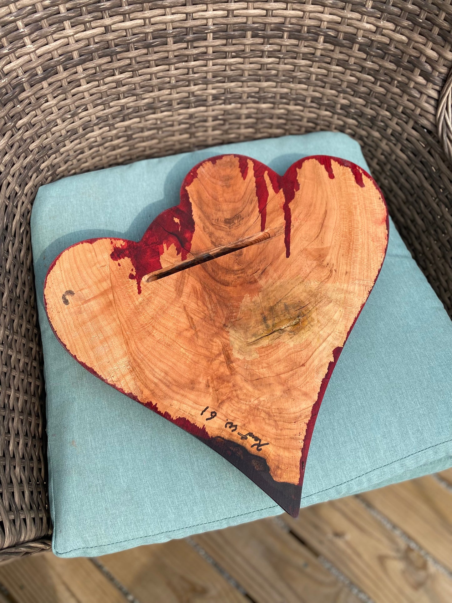 Large Red Wedding Two Become One Double 3D Heart Sculpture Anniversaries gift 20th anniversary wooden Art birthday gift Mother’s Day gift Wooden heart