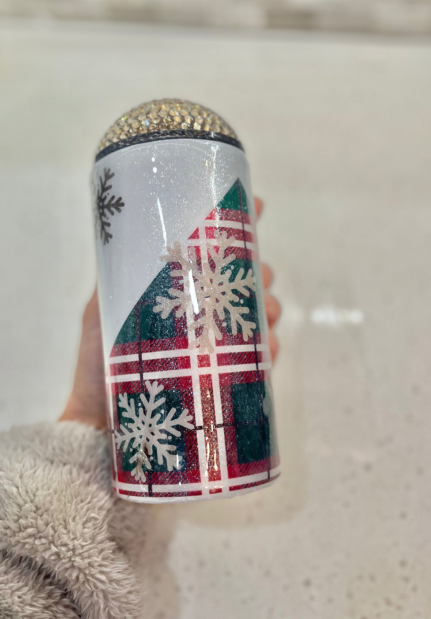 Christmas Rhinestone Highland Cow Tumbler Bling Top Lid