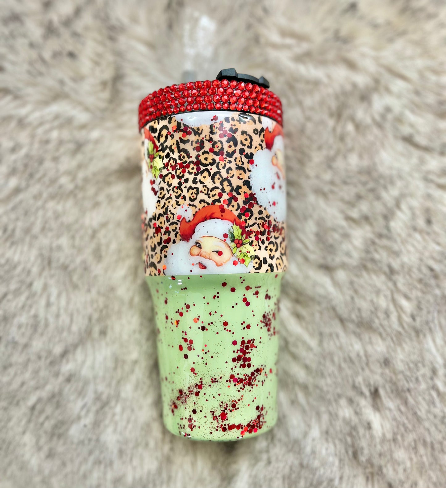 Rhinestone Santa Tumbler 20oz. Tumbler Christmas Gifts Christmas Epoxy Tumblers Winter Wonderland