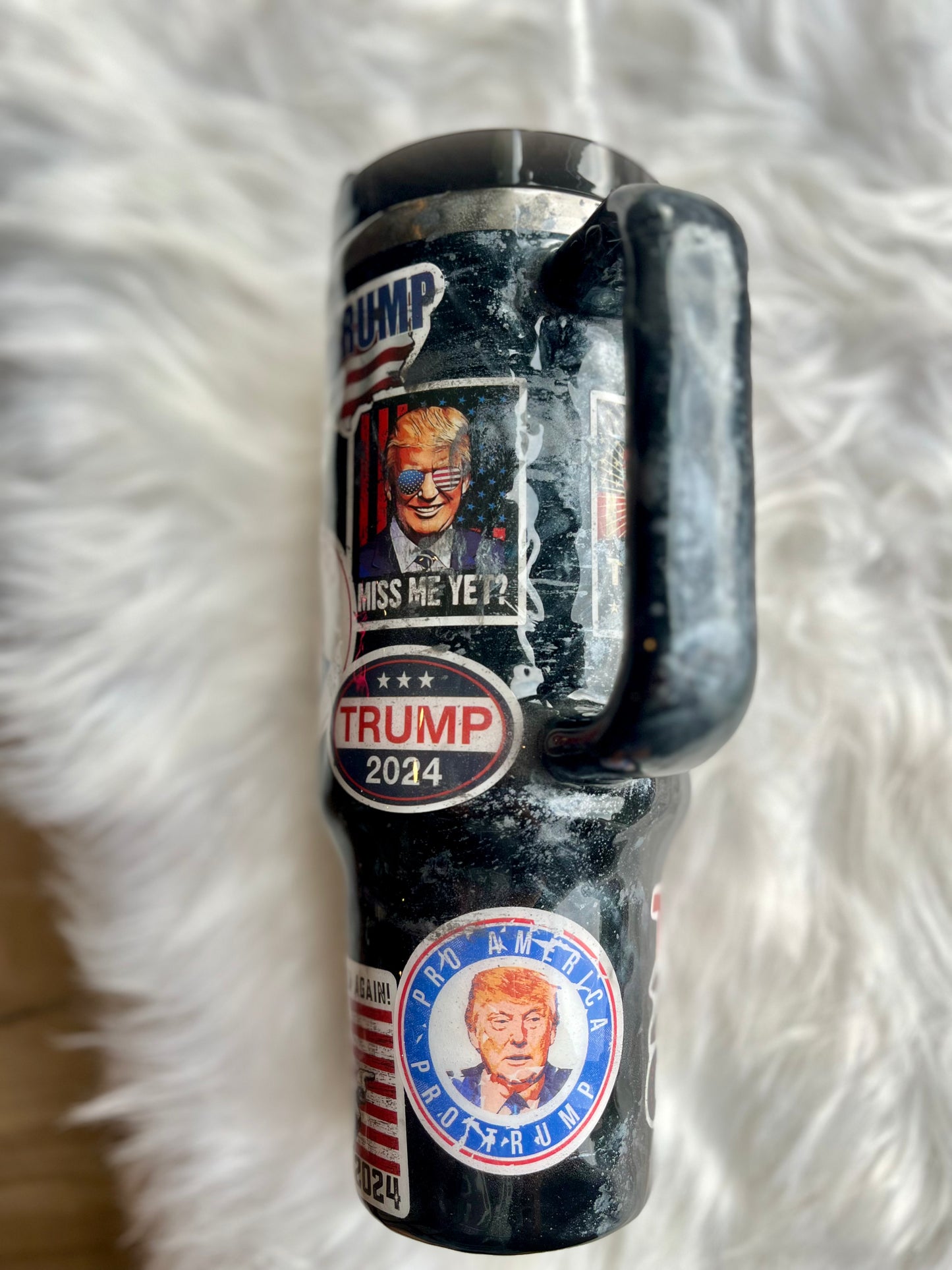 Trump 40oz Tumbler with handle Not Today You Can’t Kill Freedom by