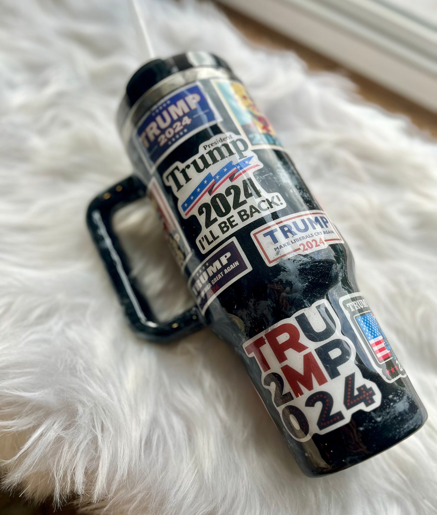 Trump 40oz Tumbler with handle Not Today You Can’t Kill Freedom by