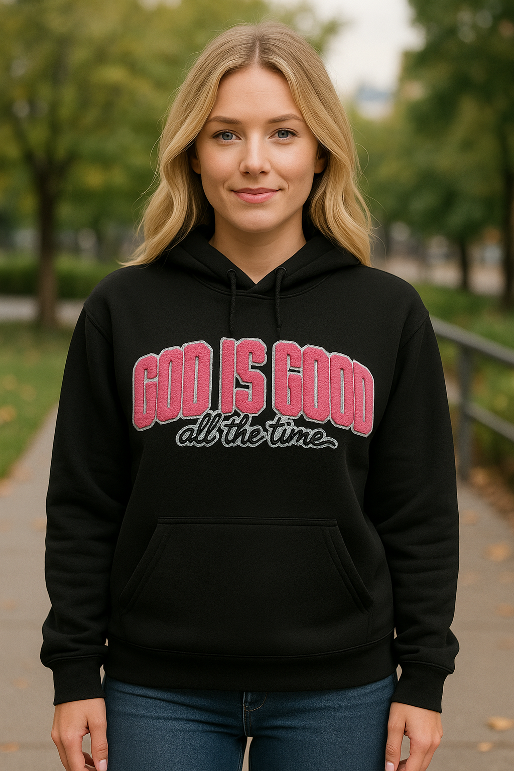 LIMITED EDITION WOMENS CHENILLE PATCH BLACK HOODIE