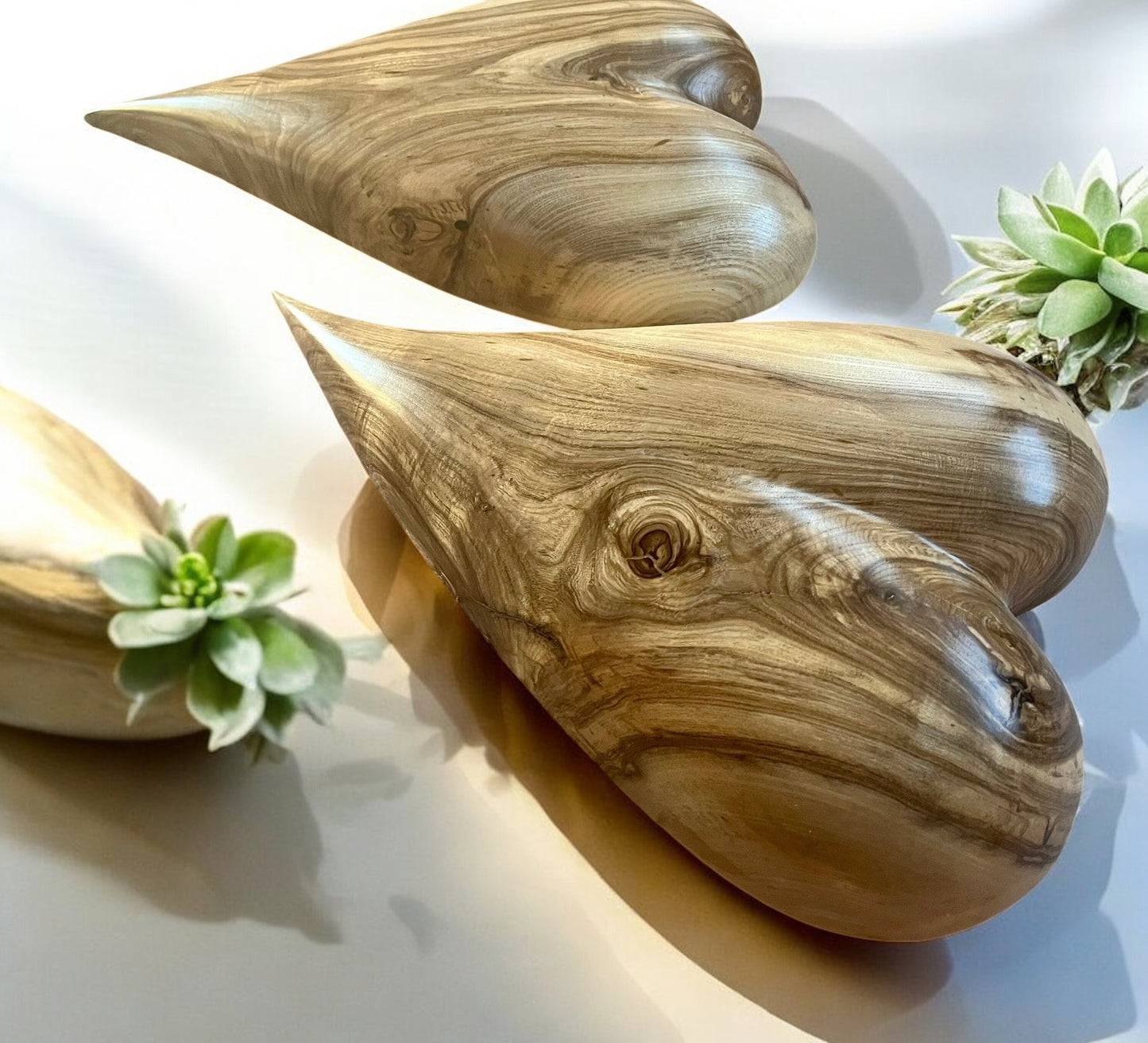 Large Wooden Art Sculptures Set of 2 Sculpted Wooden Heart Wood Art Sculpted Art Sculptures Anniversary Gift Wedding Gift Unique Gift Wooden Heart