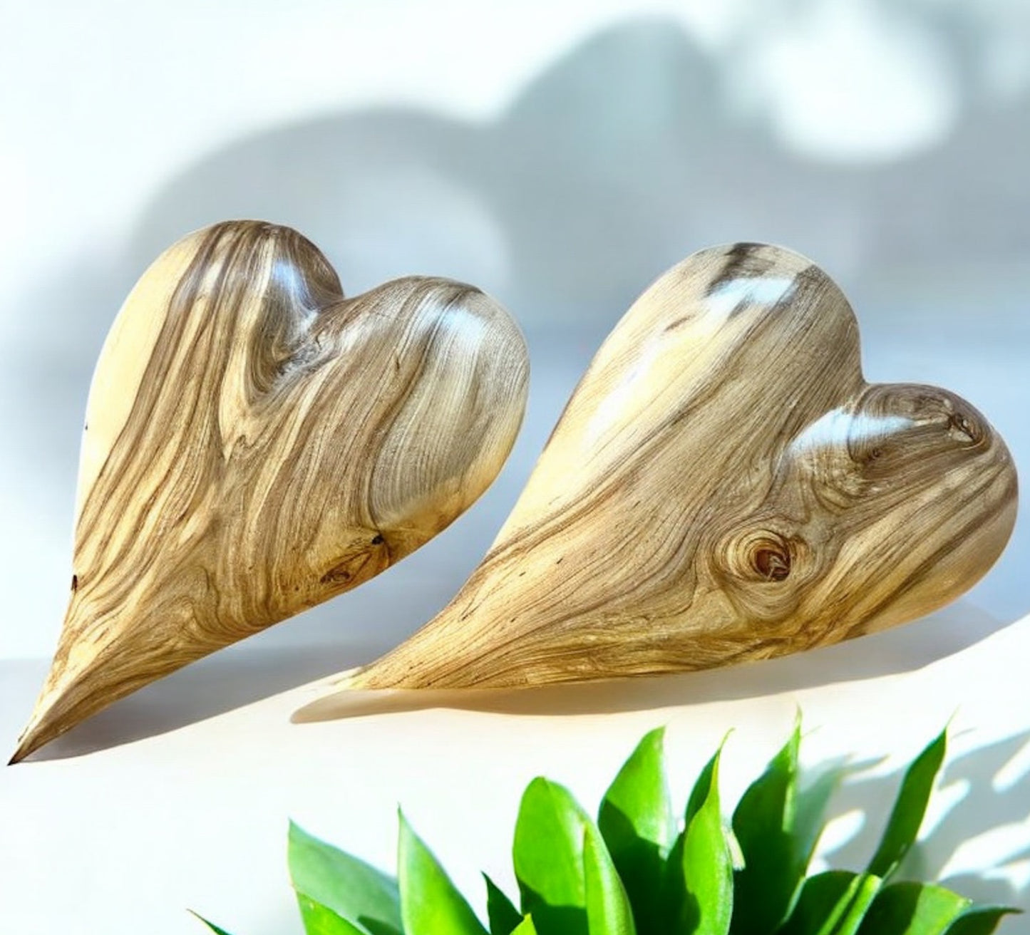 Large Wooden Art Sculptures Set of 2 Sculpted Wooden Heart Wood Art Sculpted Art Sculptures Anniversary Gift Wedding Gift Unique Gift Wooden Heart