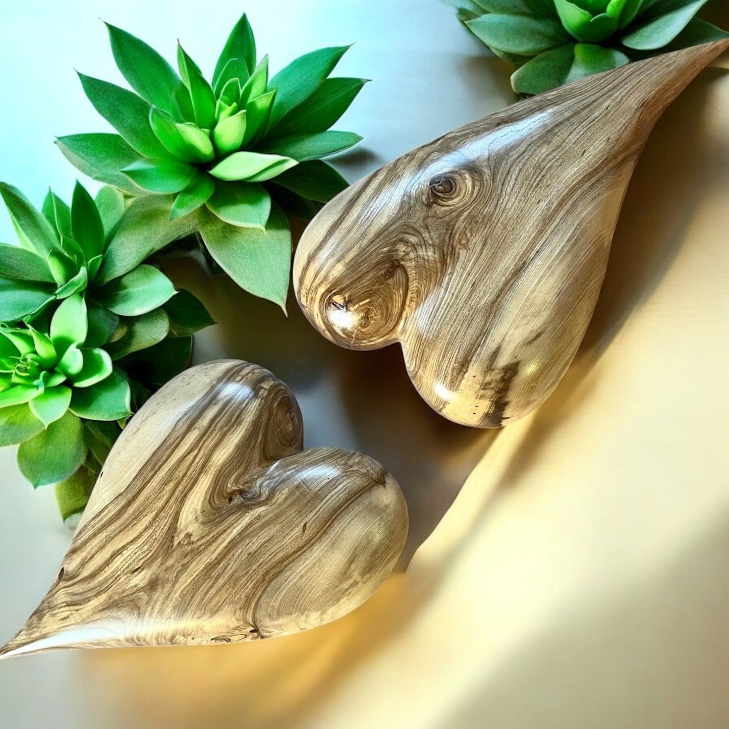 Large Wooden Art Sculptures Set of 2 Sculpted Wooden Heart Wood Art Sculpted Art Sculptures Anniversary Gift Wedding Gift Unique Gift Wooden Heart