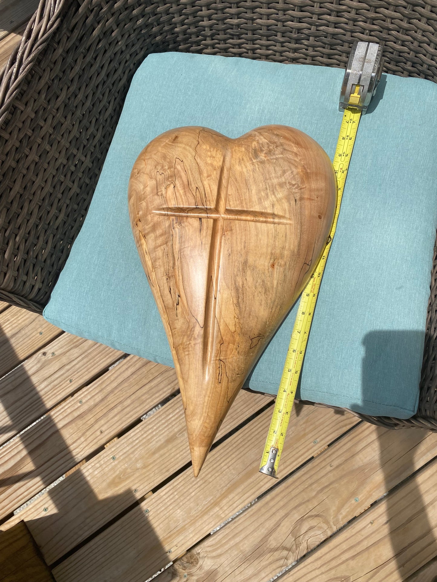 Cross Heart 3D art Large heart Hand Carved Wooden Heart Wall Decor β 3D Rustic Wood Heart Sculpture β Anniversary / Wedding Gift β Handmade Natural Wood