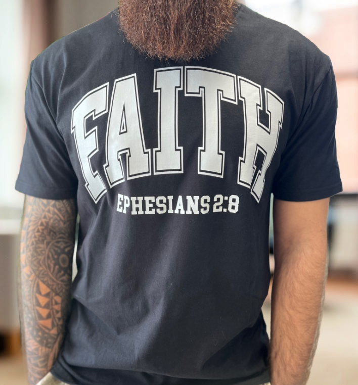 Front & Back FAITH + I Speak The Name Of Jesus T-Shirt