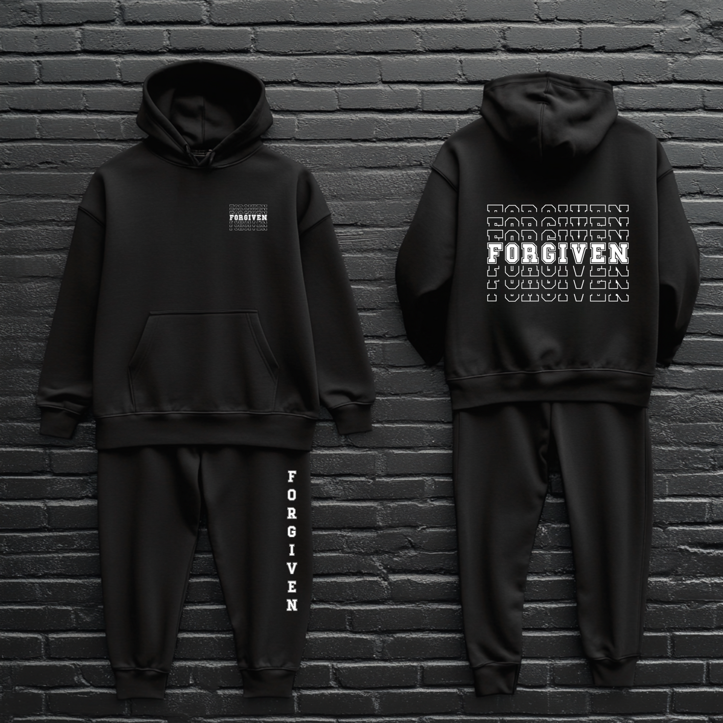 FORGIVEN Black Sweatsuit SET