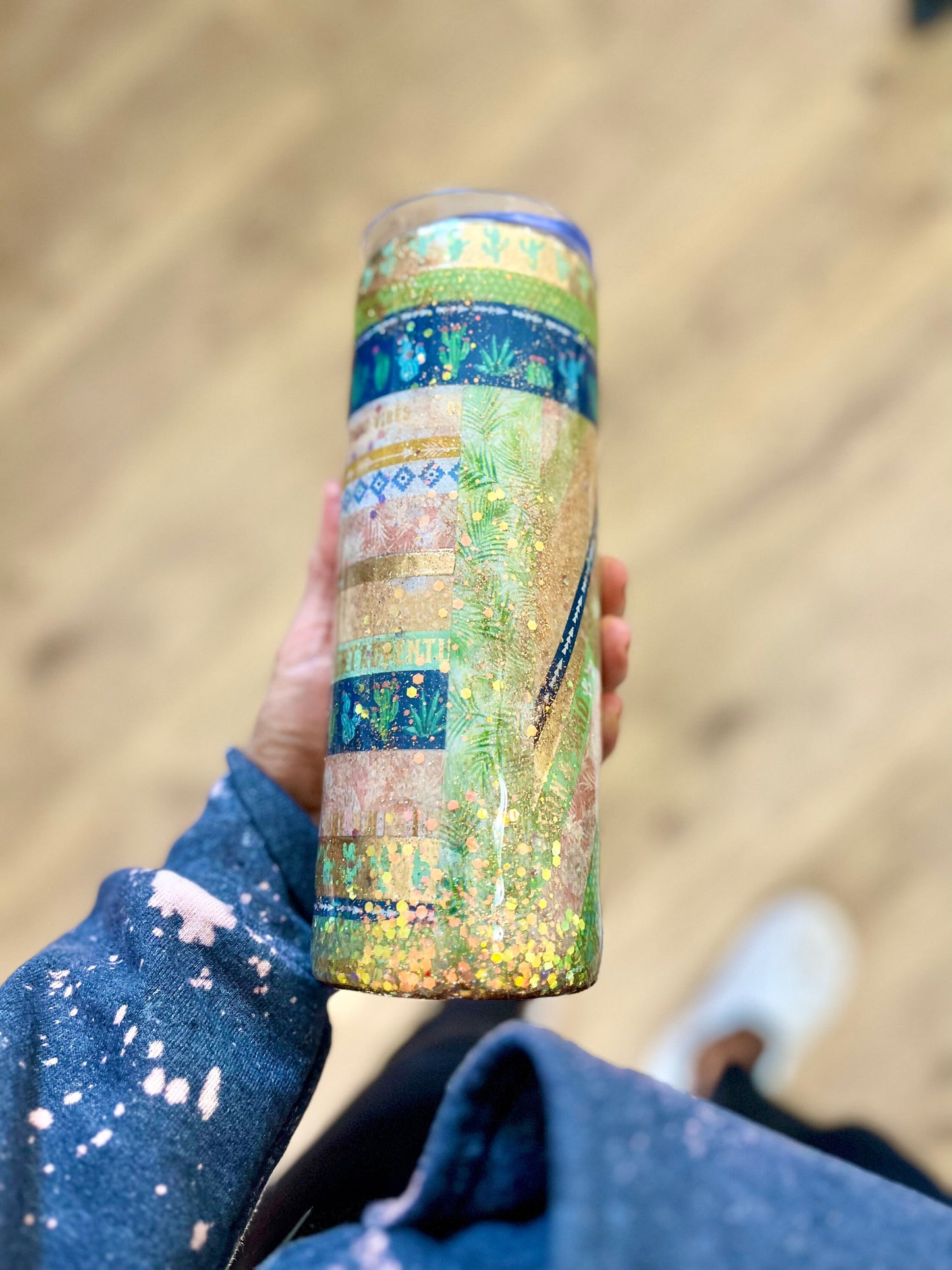Succulent tumbler glitter tumbler vacation cup gift Plant birthday gift Love glitter skinny tumbler cactus tumbler birthday gift