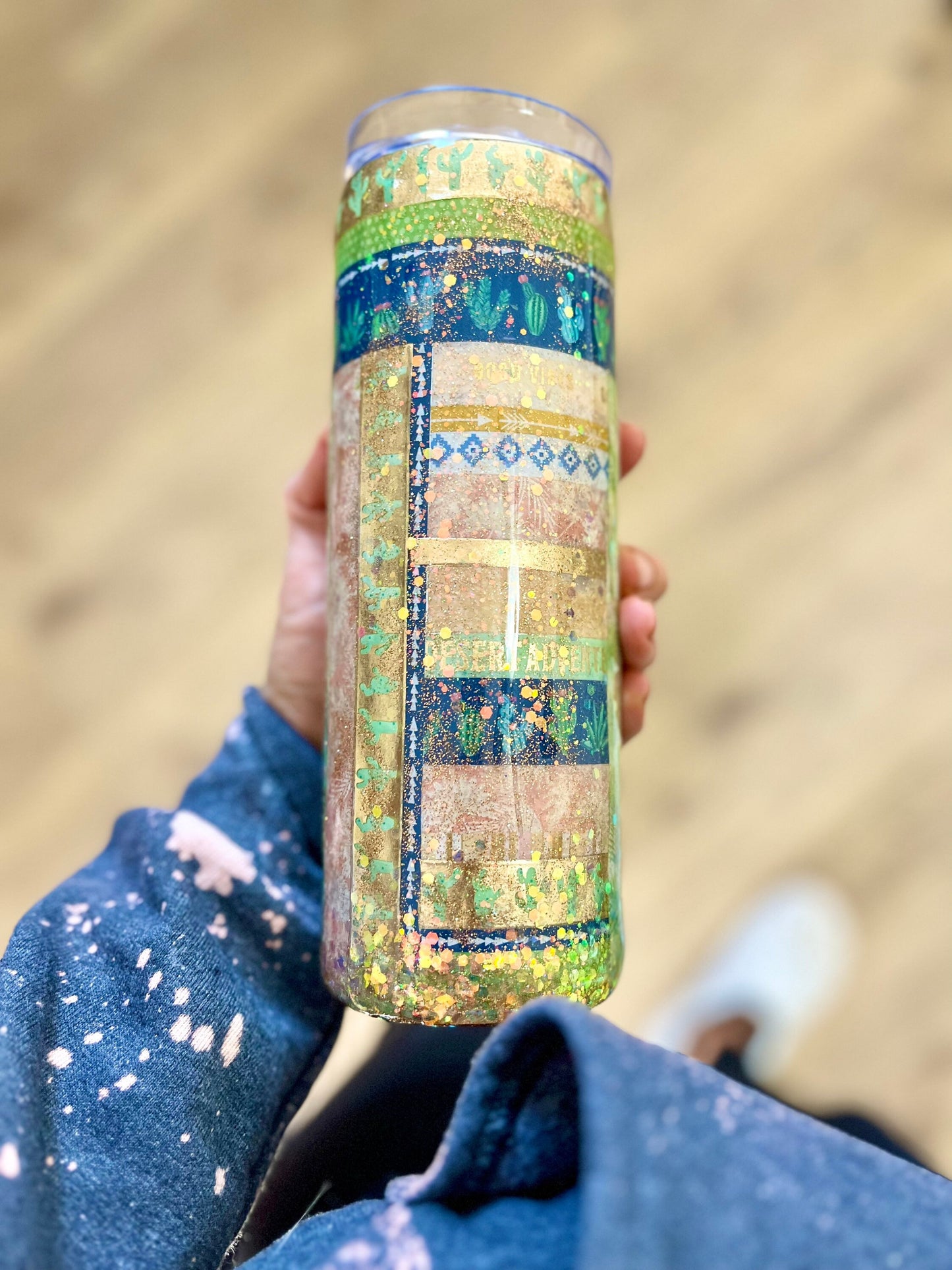 Succulent tumbler glitter tumbler vacation cup gift Plant birthday gift Love glitter skinny tumbler cactus tumbler birthday gift