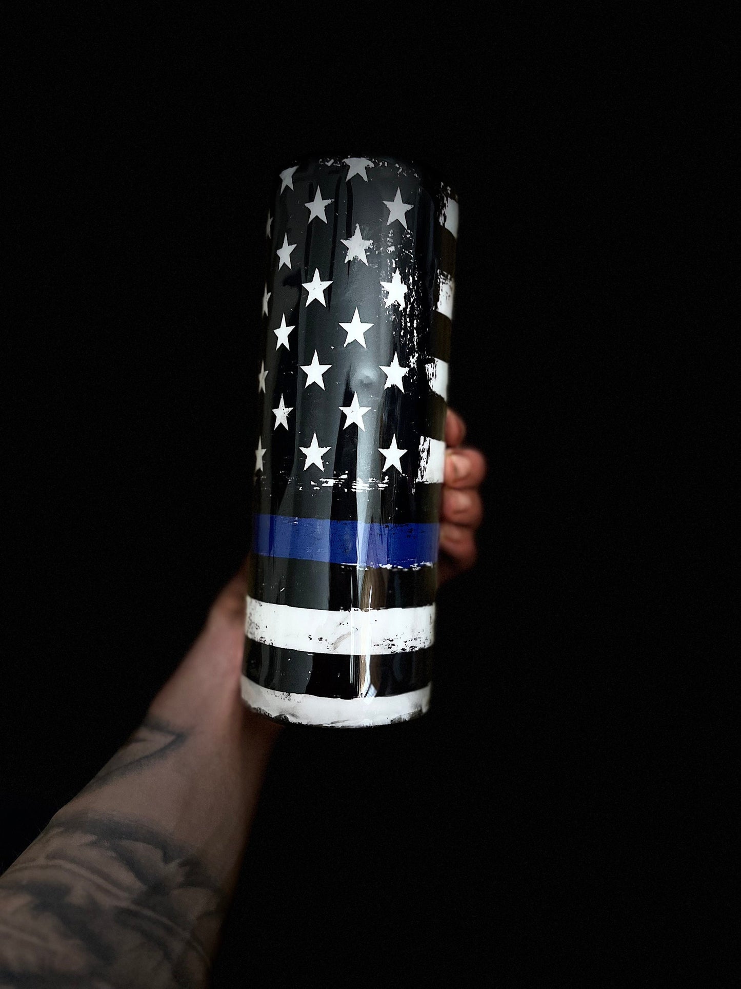Blue Line Police Back the Blue Tumbler Vintage American Flag Vintage Police Flag Tumbler We the People Skinny Tumbler USA America USA Flag
