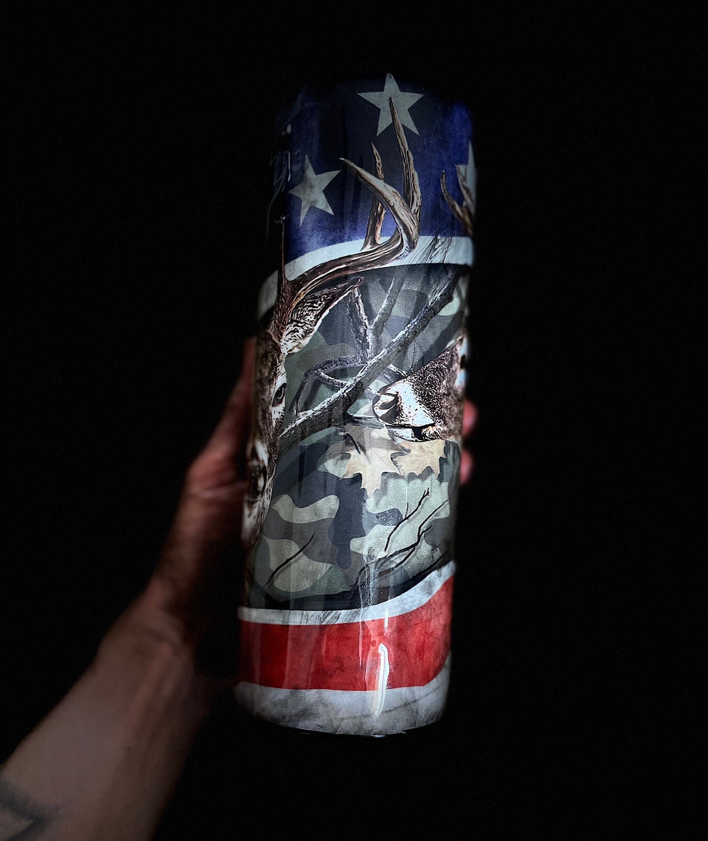 Deer Hunting American Flag Fire Fighter Rescue Militar Police Vintage Police Flag Tumbler We the People Skinny Tumbler Gifts for Him Hunter