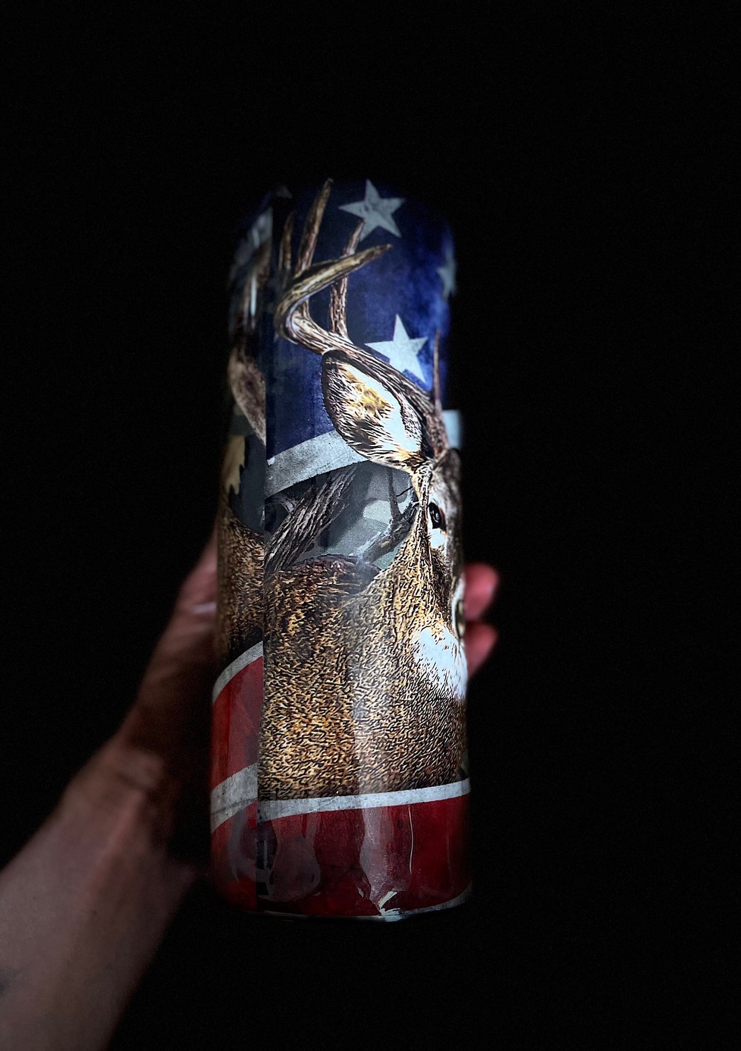 Deer Hunting American Flag Fire Fighter Rescue Militar Police Vintage Police Flag Tumbler We the People Skinny Tumbler Gifts for Him Hunter