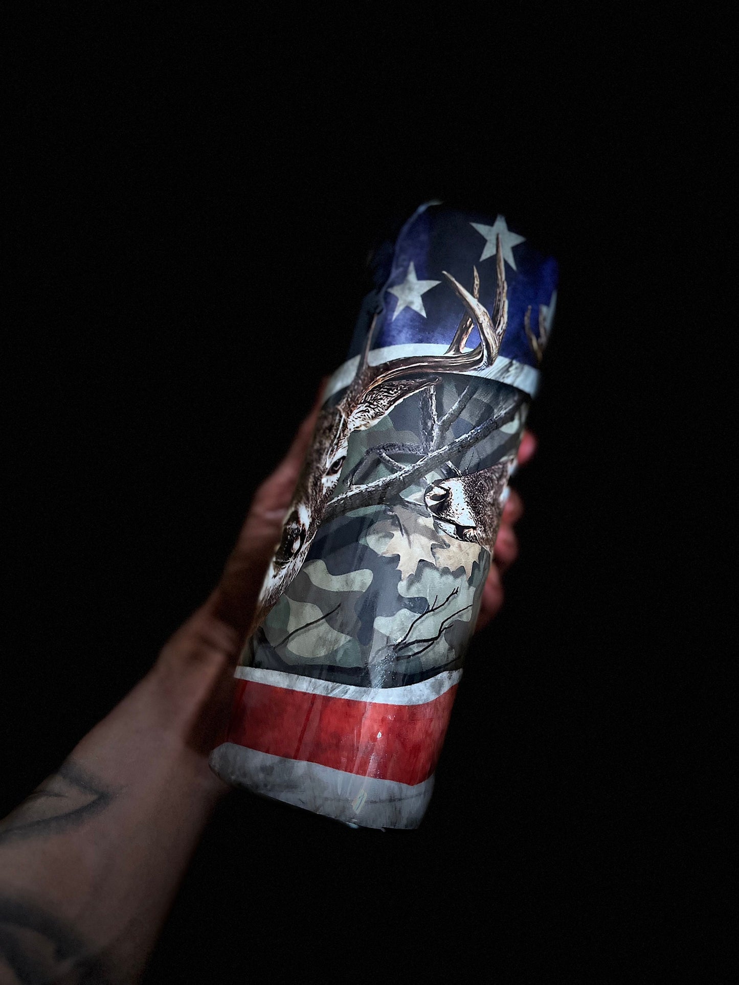 Deer Hunting American Flag Fire Fighter Rescue Militar Police Vintage Police Flag Tumbler We the People Skinny Tumbler Gifts for Him Hunter