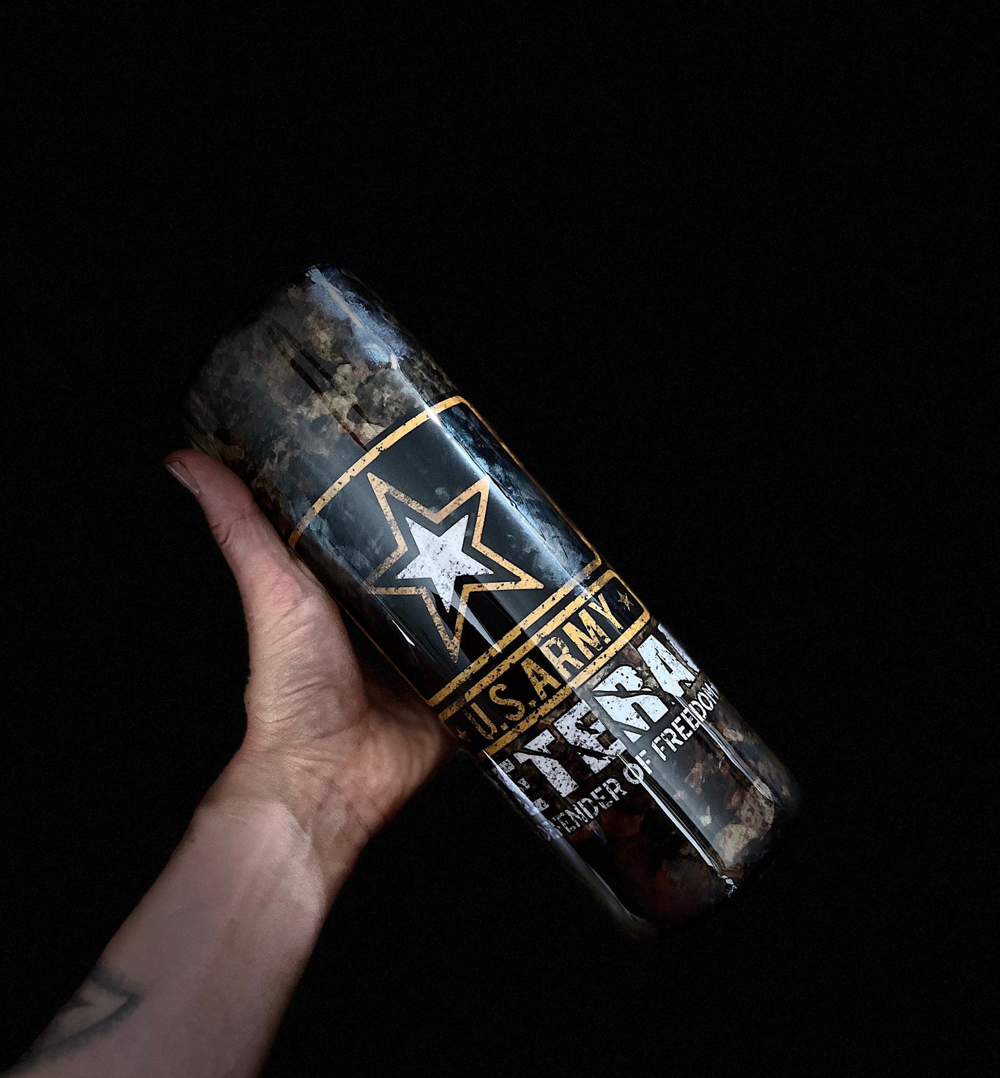 U.S. Army Veteran Military Veteran Police Veteran Dispatcher Vintage Police Flag Tumbler We the People Skinny Tumbler Gifts for Him Hunter