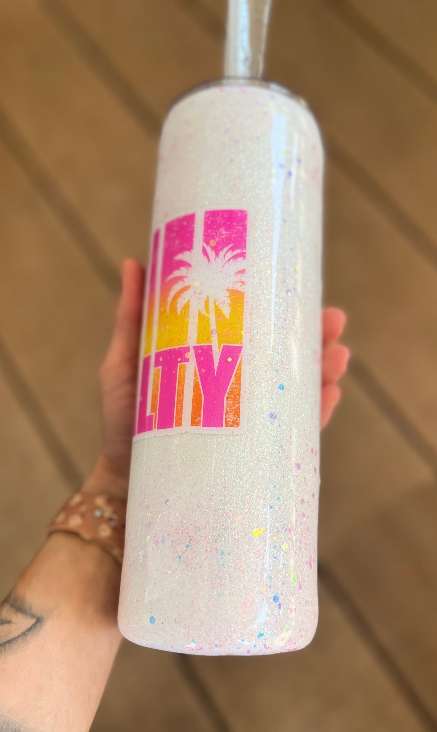 30 oz. Salty Tumbler Beach Tumbler Epoxy Tumbler Waves tumbler Pink glitter white glitter