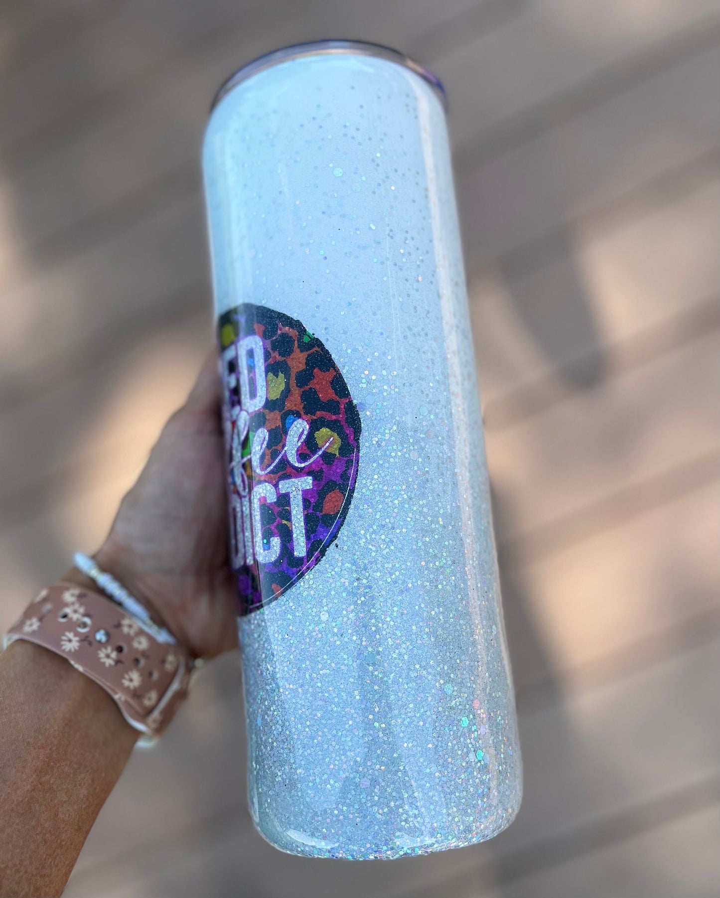 Iced Coffee Addict Tumbler 30oz. Handmade Tumbler Epoxy Coffee Lover Coffee Cup Iced Coffee Cup Coffee Accessories Leopard Print Tumbler