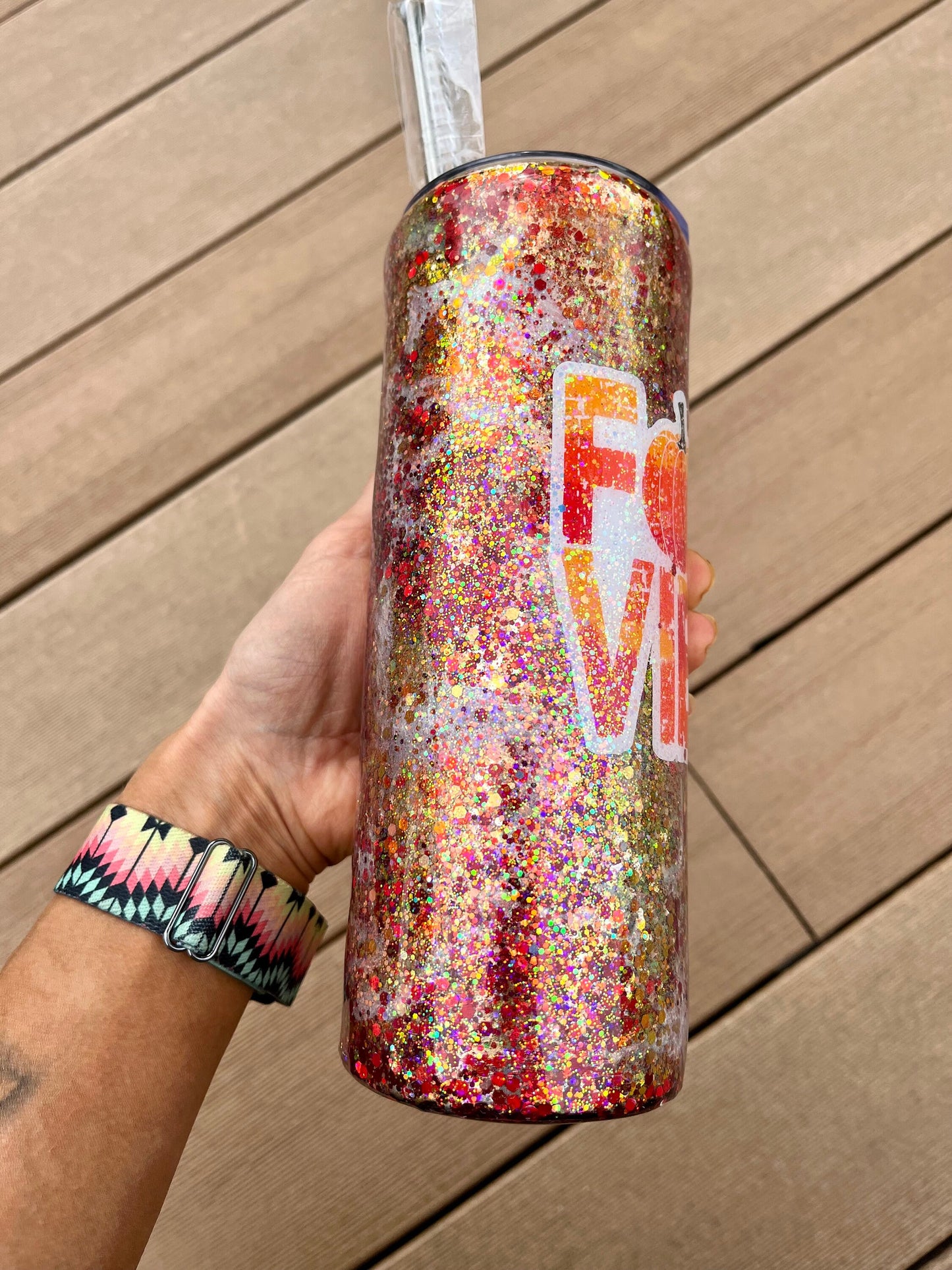 Fall Vibes Pumpkin Spice Tumbler Halloween Tumbler Fall Tumbler Halloween Trick or Treat Epoxy Glitter Halloween Tumbler Fall Tumbler 30oz.