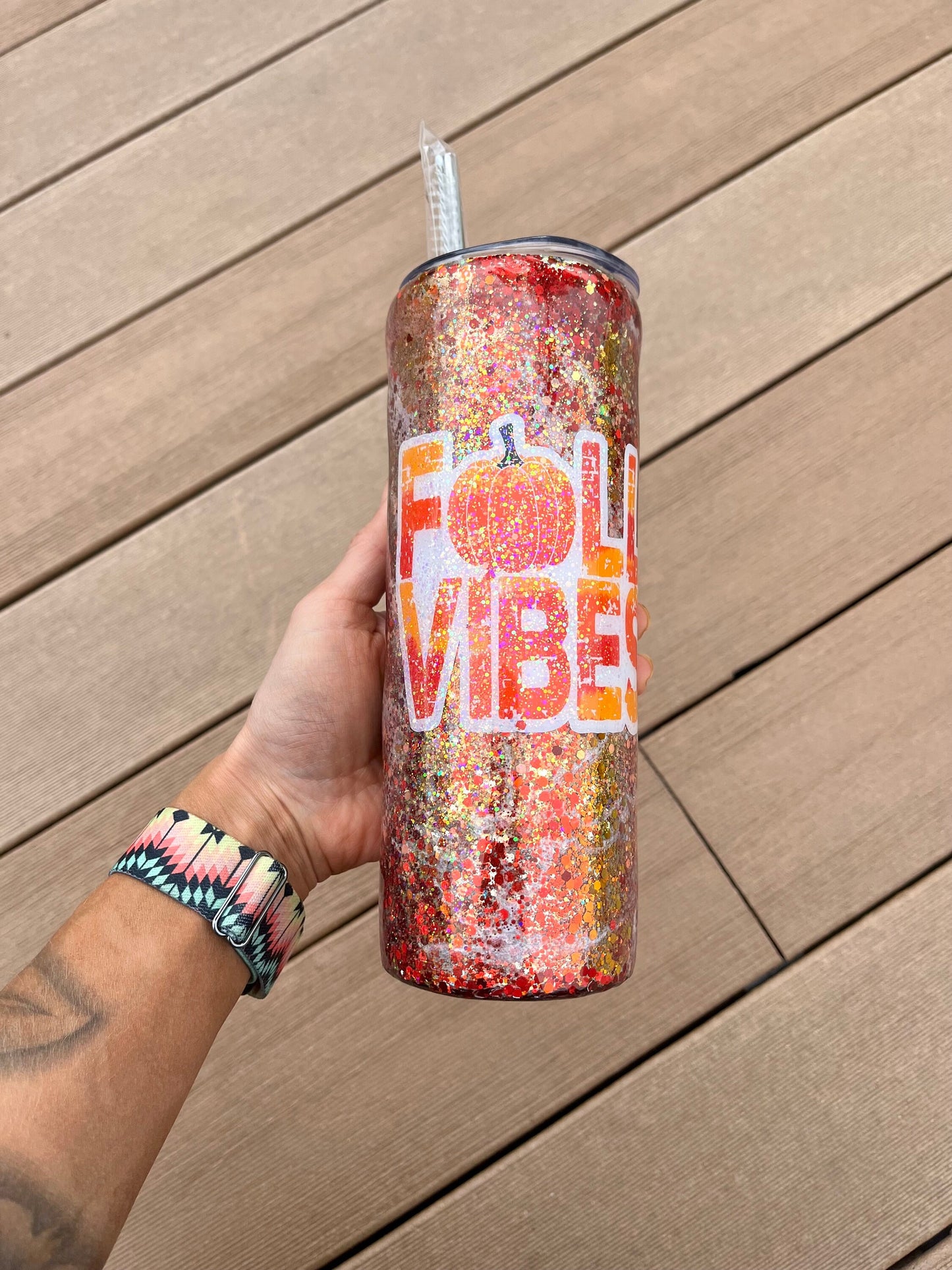 Fall Vibes Pumpkin Spice Tumbler Halloween Tumbler Fall Tumbler Halloween Trick or Treat Epoxy Glitter Halloween Tumbler Fall Tumbler 30oz.