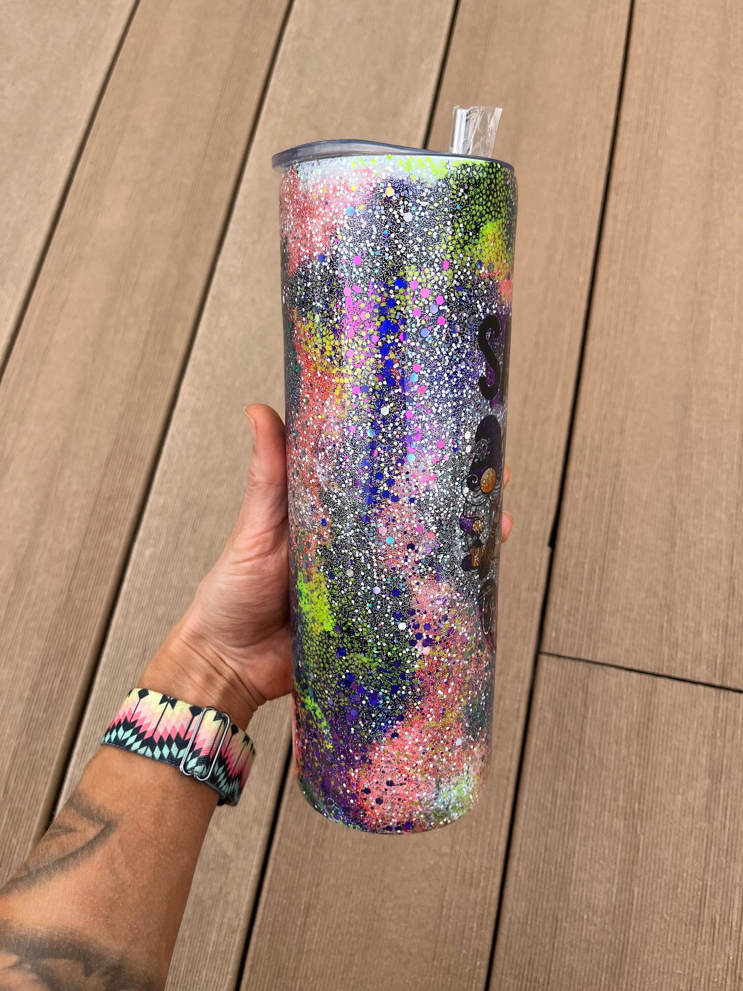 Halloween Tumbler Fall Tumbler Halloween Gnomes Tumbler Spooky Tumbler Trick or Treat Epoxy Glitter Halloween Tumbler Fall Tumbler 30oz.