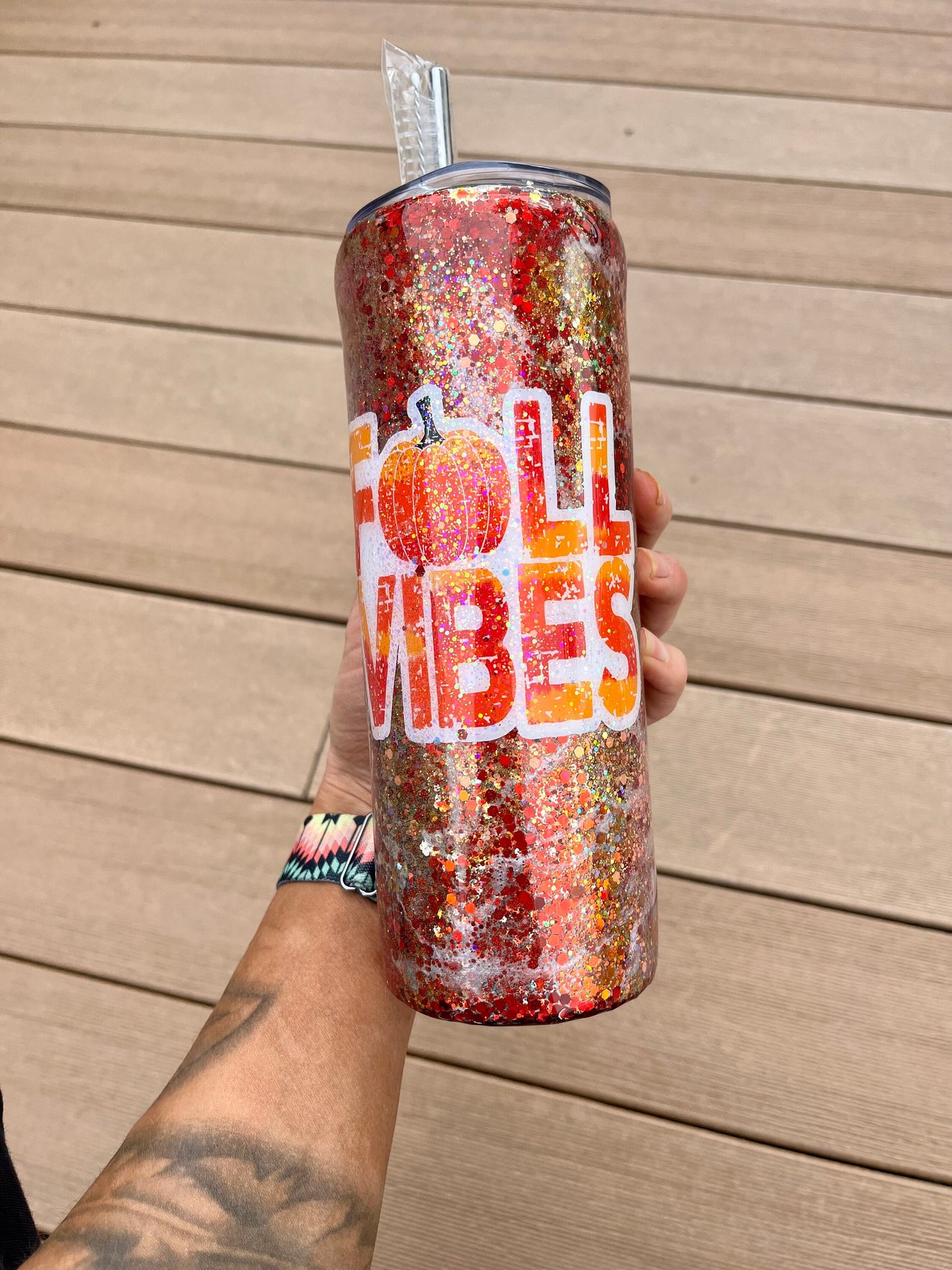 Fall Vibes Pumpkin Spice Tumbler Halloween Tumbler Fall Tumbler Halloween Trick or Treat Epoxy Glitter Halloween Tumbler Fall Tumbler 30oz.