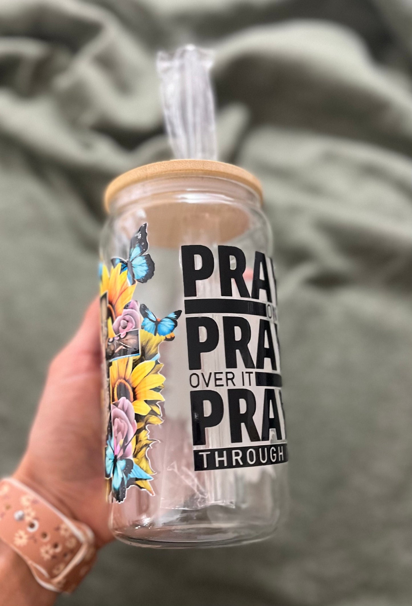 Iced Coffee Cups Glass Cups Glass Coffee Cups Glass Cups with Bamboo Lid Glass Can Tumbler Juice Boba Tea