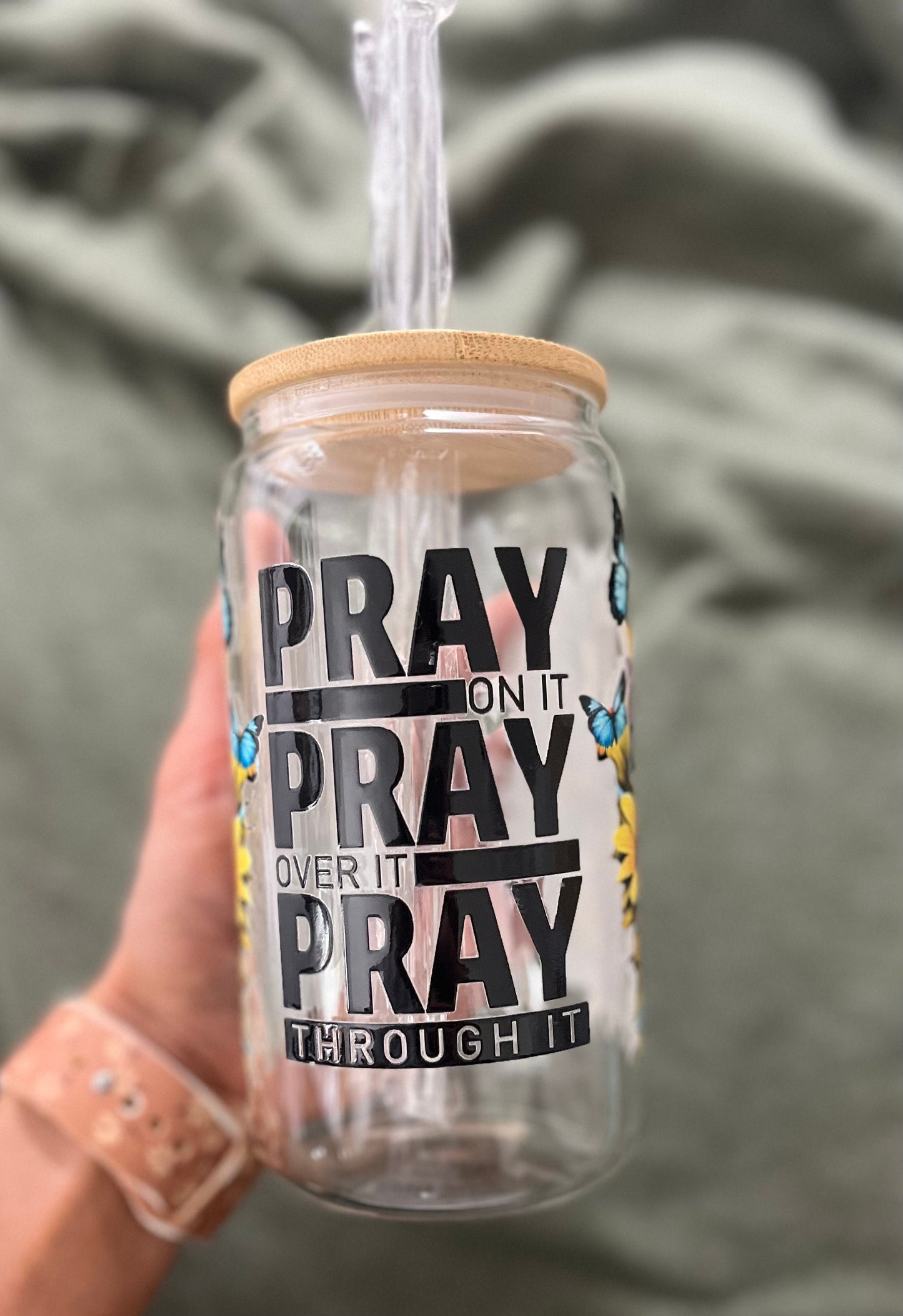 Iced Coffee Cups Glass Cups Glass Coffee Cups Glass Cups with Bamboo Lid Glass Can Tumbler Juice Boba Tea