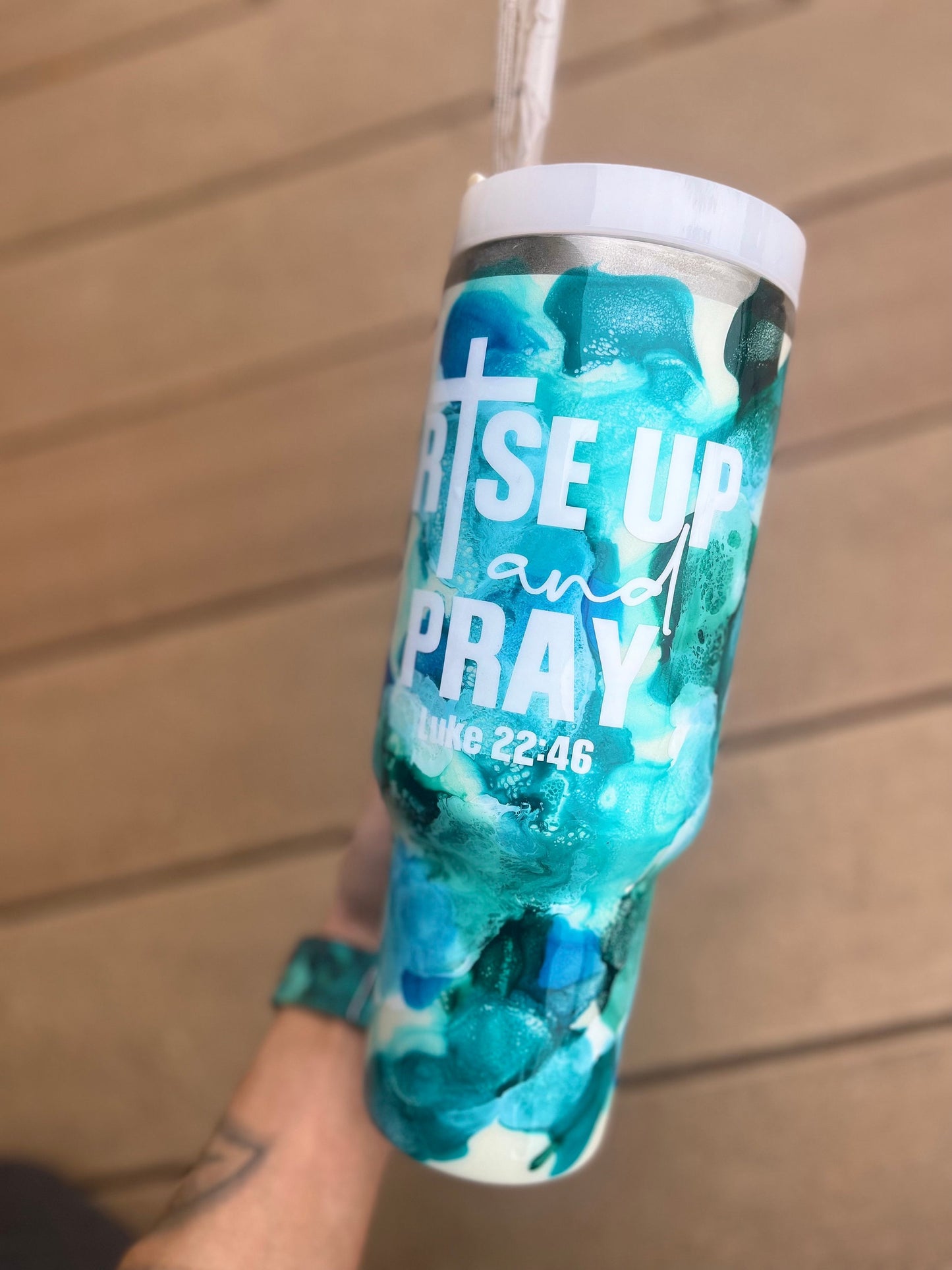 Rise Up And Pray 40oz Tumbler With Handle Tumbler 40oz Epoxy Tumblers Scripture Gifts Christian Gifts Bible Verse Cups Cup with Handle