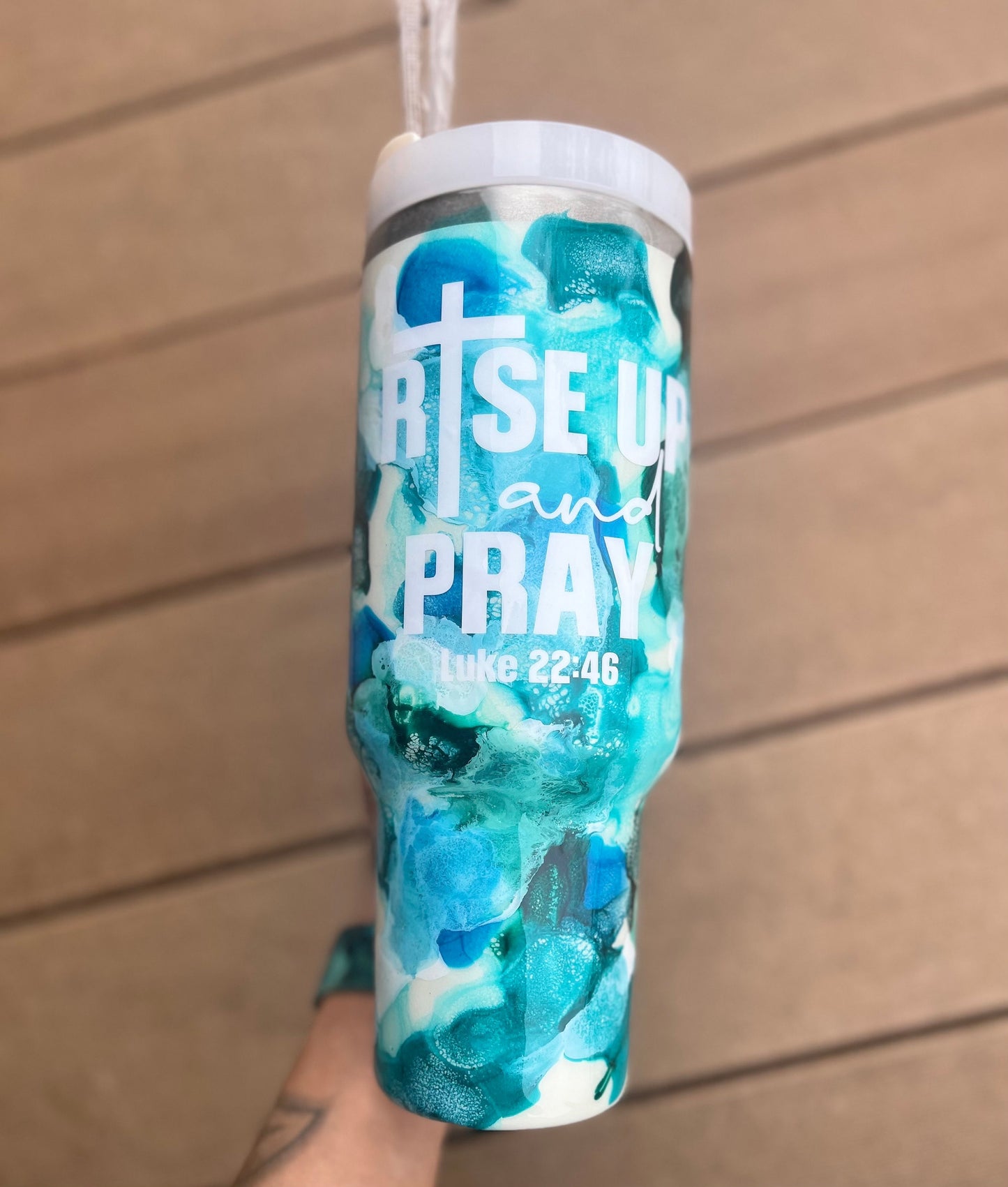 Rise Up And Pray 40oz Tumbler With Handle Tumbler 40oz Epoxy Tumblers Scripture Gifts Christian Gifts Bible Verse Cups Cup with Handle