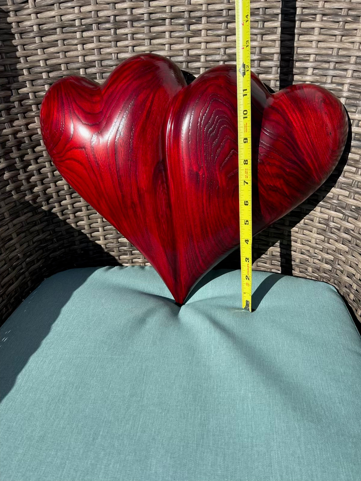 Large Red Wedding Two Become One Double 3D Heart Sculpture Anniversaries gift 20th anniversary wooden Art birthday gift Mother’s Day gift Wooden heart