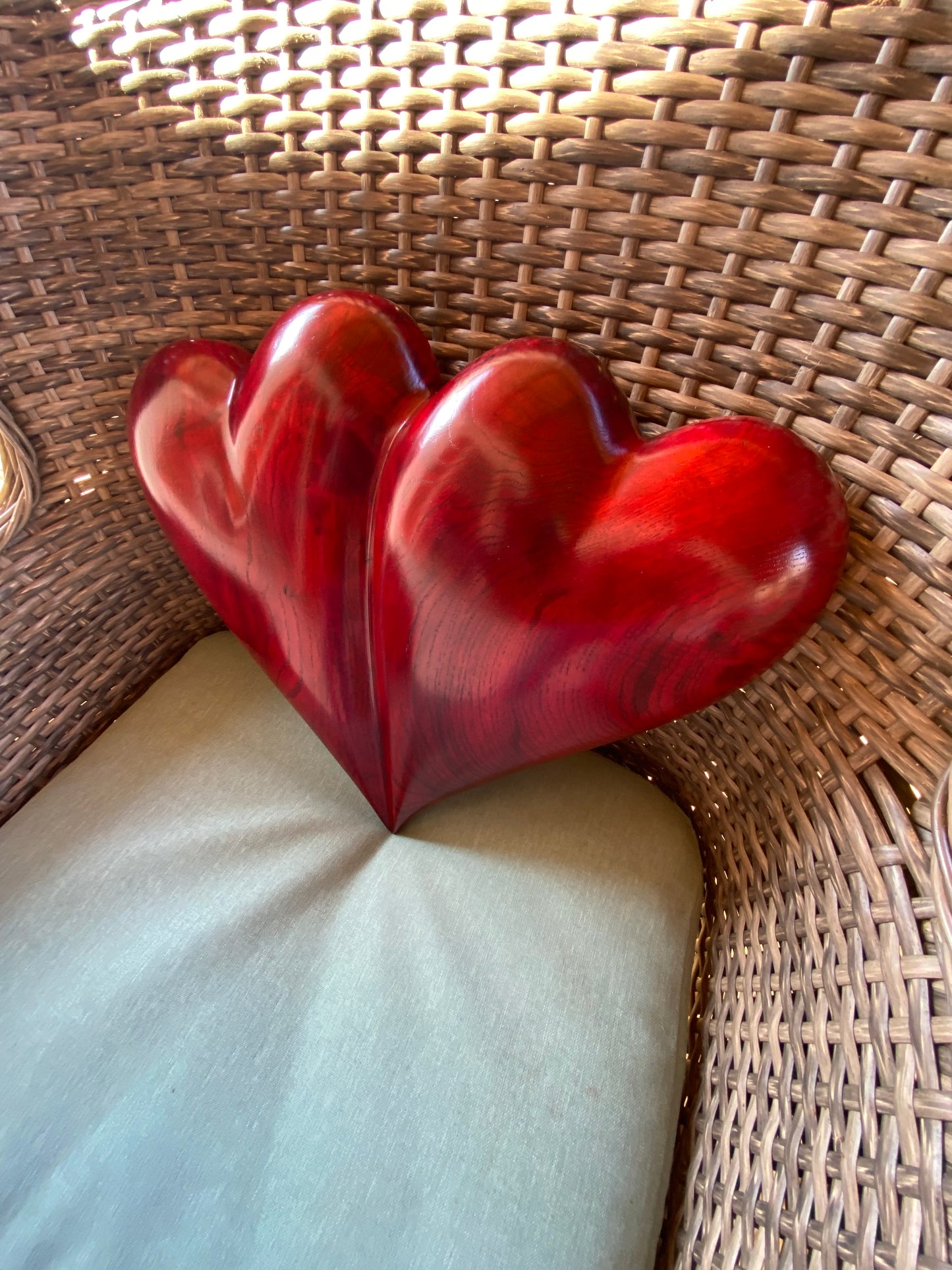 Large Red Wedding Two Become One Double 3D Heart Sculpture Anniversaries gift 20th anniversary wooden Art birthday gift Mother’s Day gift Wooden heart