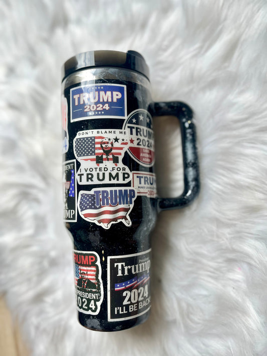 Trump 40oz Tumbler with handle Not Today You Can’t Kill Freedom by