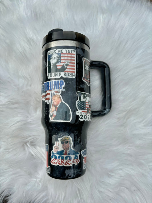 Trump 40oz Tumbler with handle Not Today You Can’t Kill Freedom by