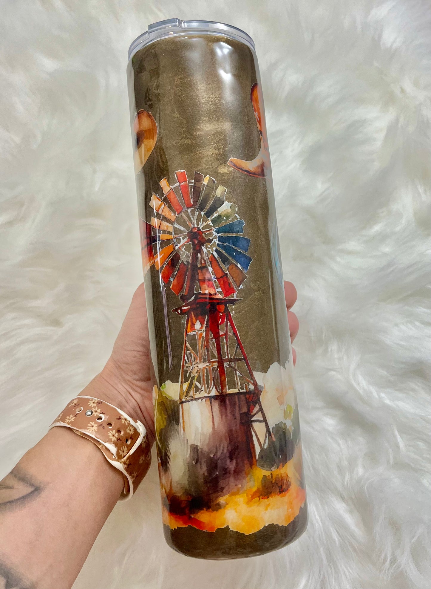 Western Farm Antique Bronzed Epoxy Tumbler 32oz